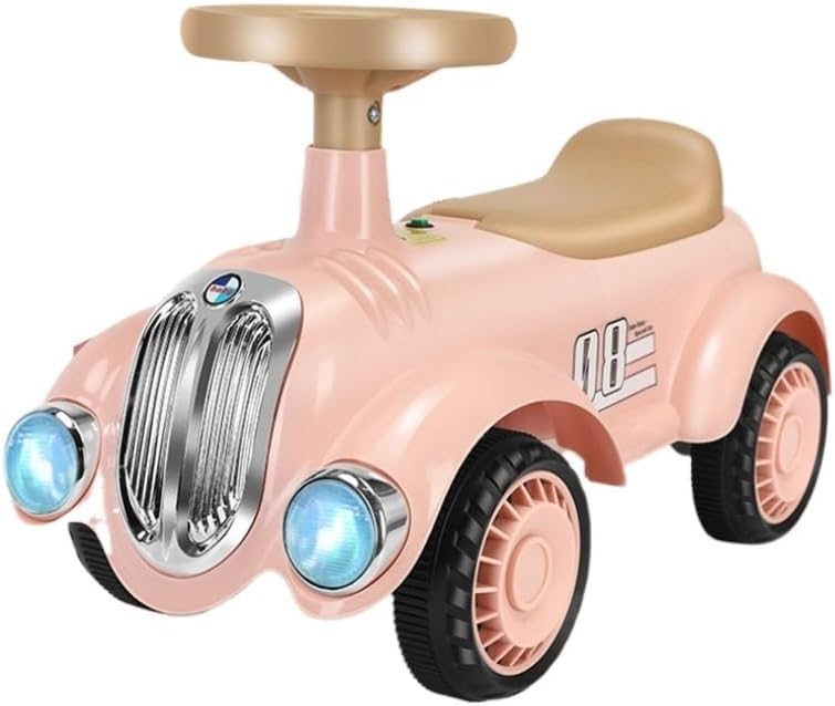Ride On Push Car with Steering Wheel, Under Seat Storage, Kids Racer Walking Gift for Boys Girls(Pink)