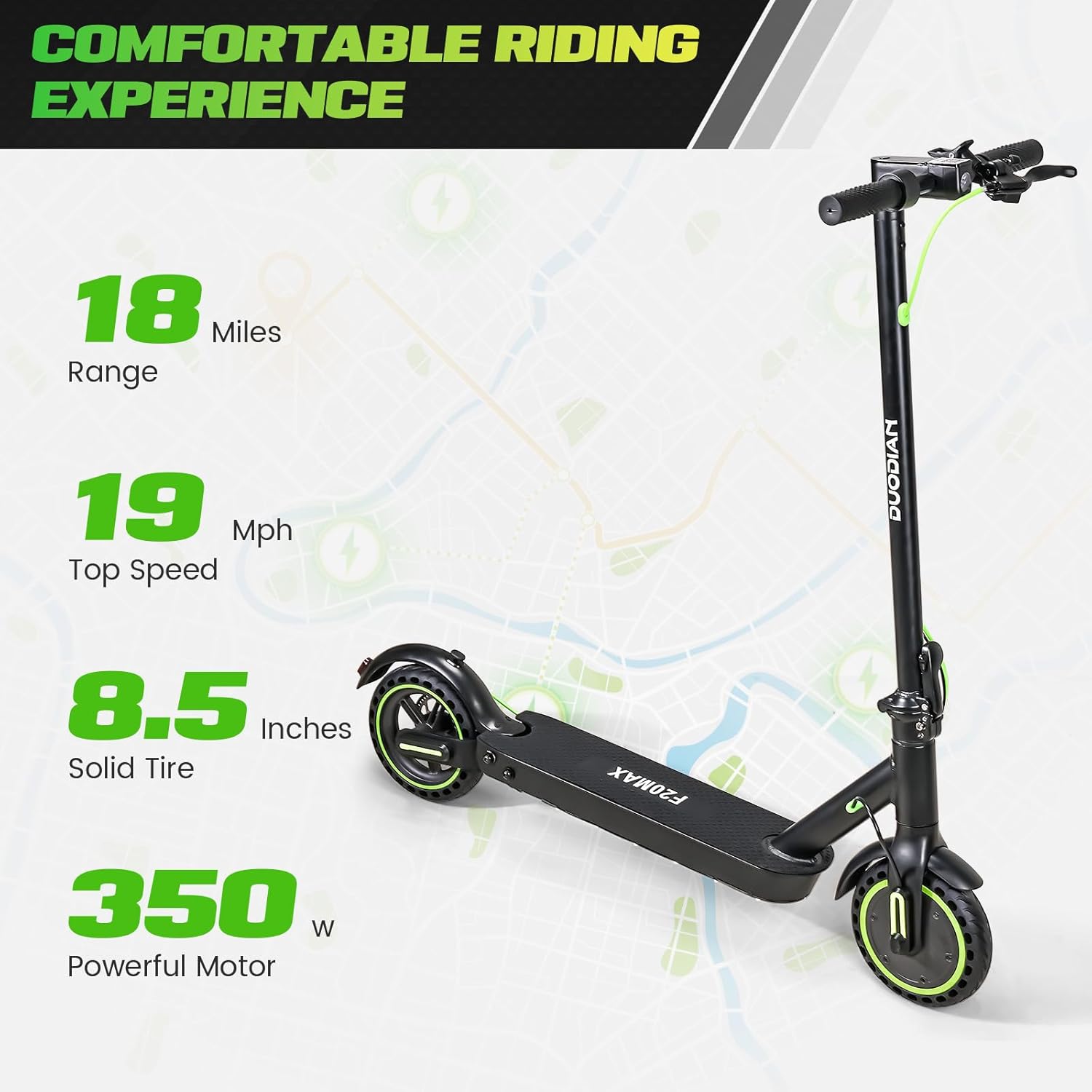 Electric Scooter Adults,Folding E Scooter with 350/500W Motor 19 Mph 18 Miles Range,8.5