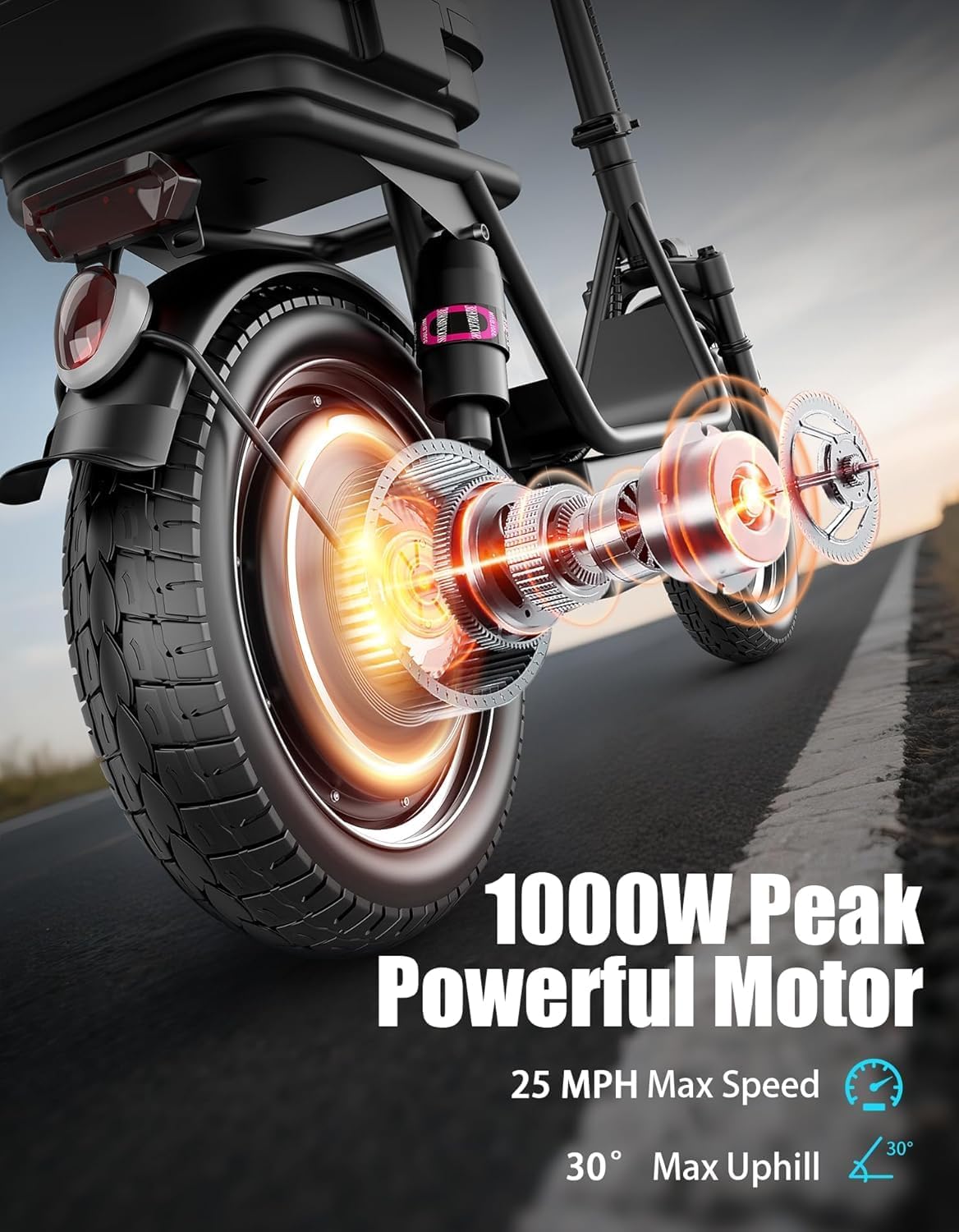 Electric Scooter with Seat for Adults, 500W Powerful Motor, 25/35Mile Range, Speed up to 22mph, e Scooter with Back Basket, UL 2272 Certified (with Box)