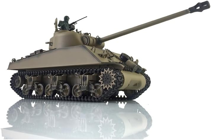 TOUCAN RC HOBBY Pro.Edition RTR Henglong 1/16 TK7.0 M4A3 Sherman RC Tank 3898 Barrel Recoil 360° Metal BB Airsoft Smoke Effect IR Battle with Sticter for Ages 14+