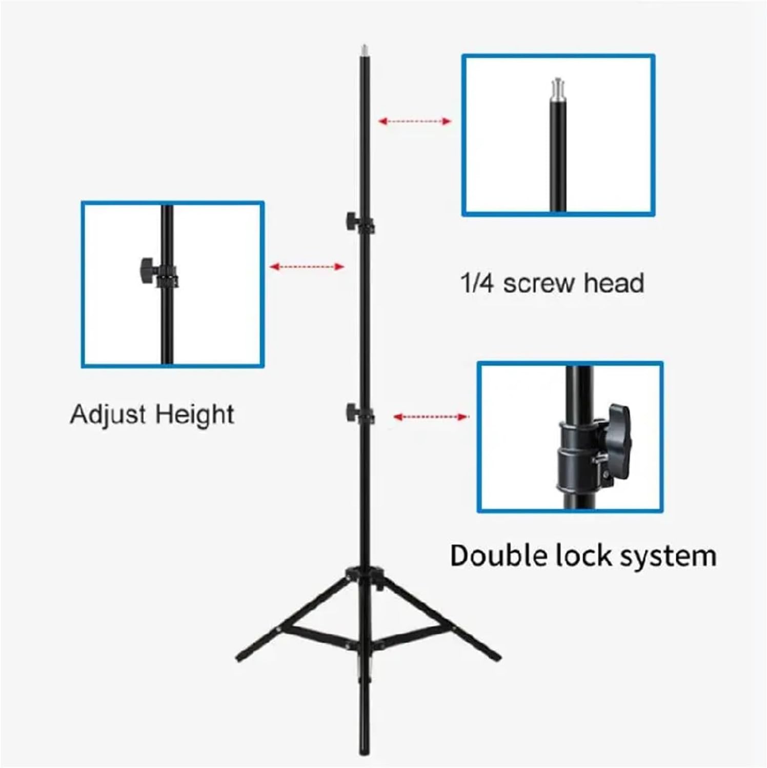Walkway Photography Light Stand Portable Tripod with 1/4 Screw, 2.1m, 2.1m, 2.8M(2.1m Carbon Fiber)