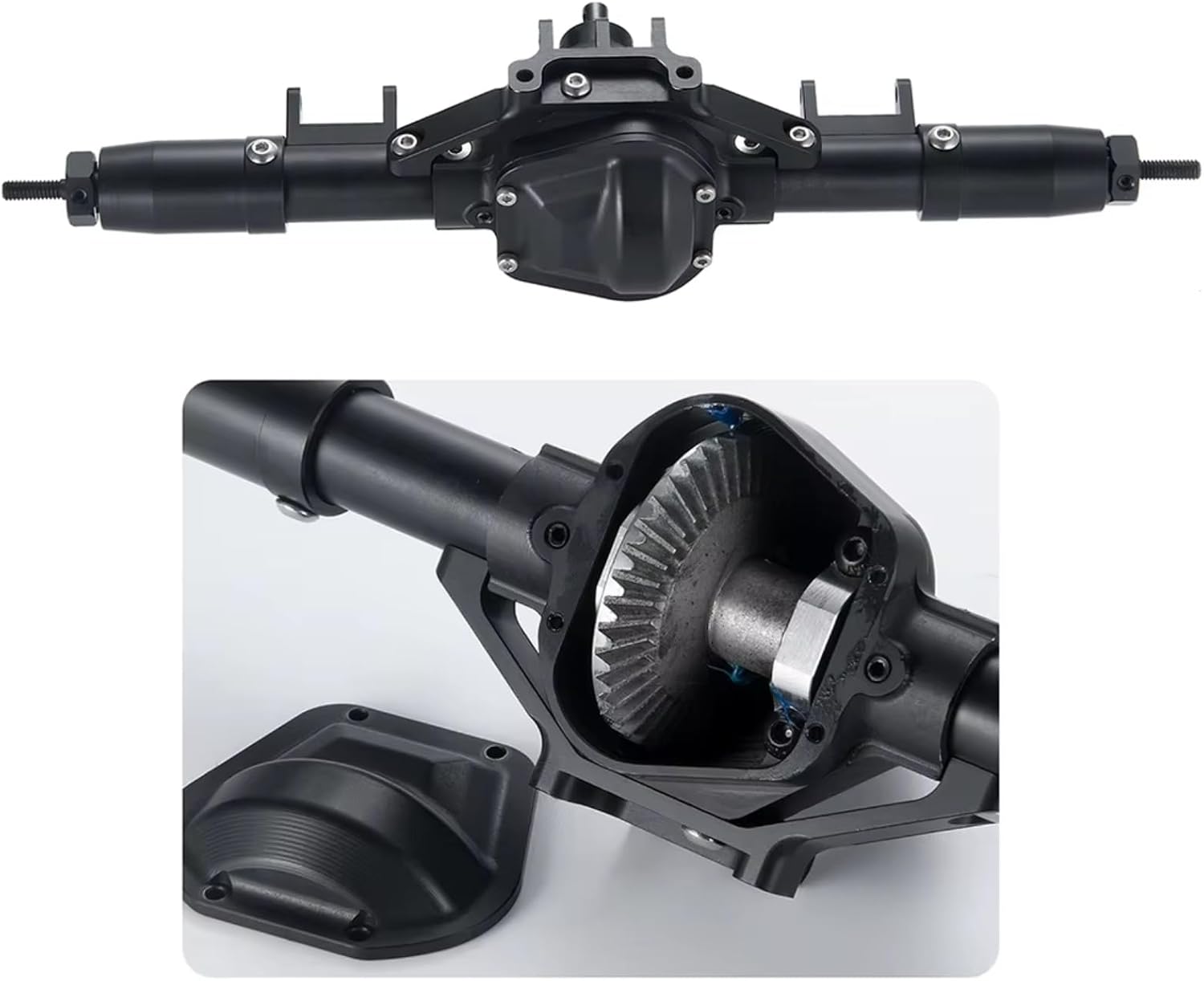 Compatible with Axial for SCX10 1/10 RC Crawler Car Upgrade Parts Accessories CNC Metal Alloy Front/Middle/Rear Complete Axle RC Front and Rear Axle(1Set)