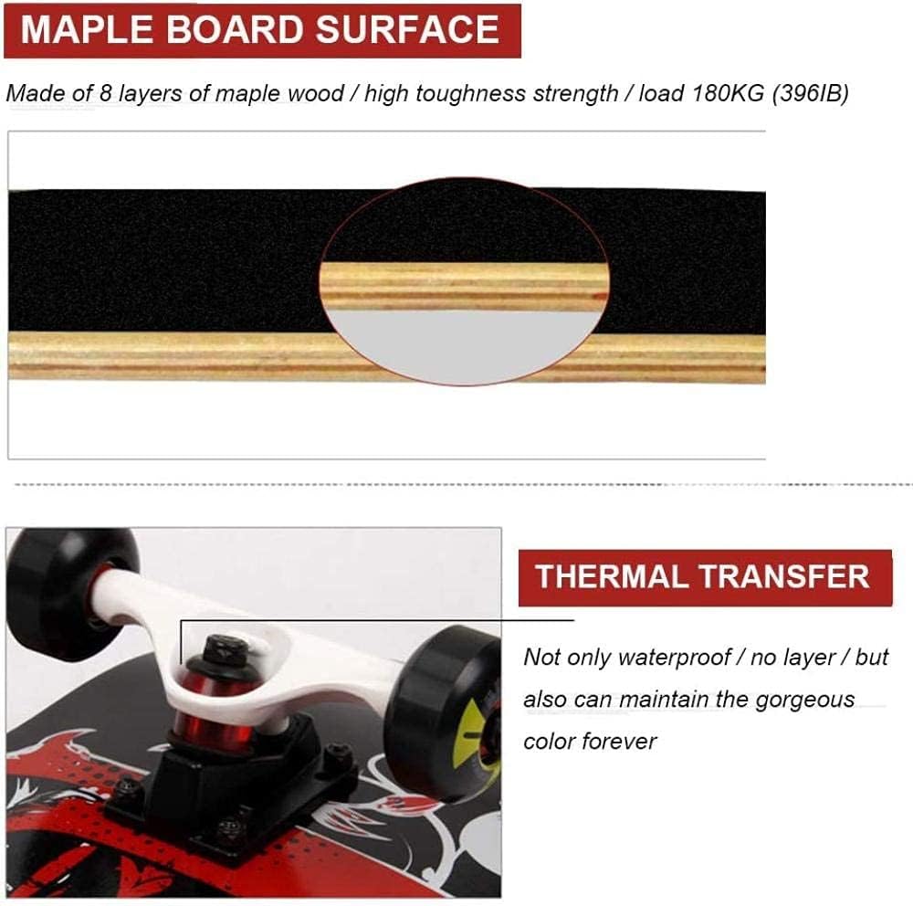 Standard Skateboard 31 X8 Complete Skateboard Maple Deck Professional Double Rocker Suitable for Boys Girls Beginners Skateboard Suit Street Scooter White Grid Upgrade (White Grid)