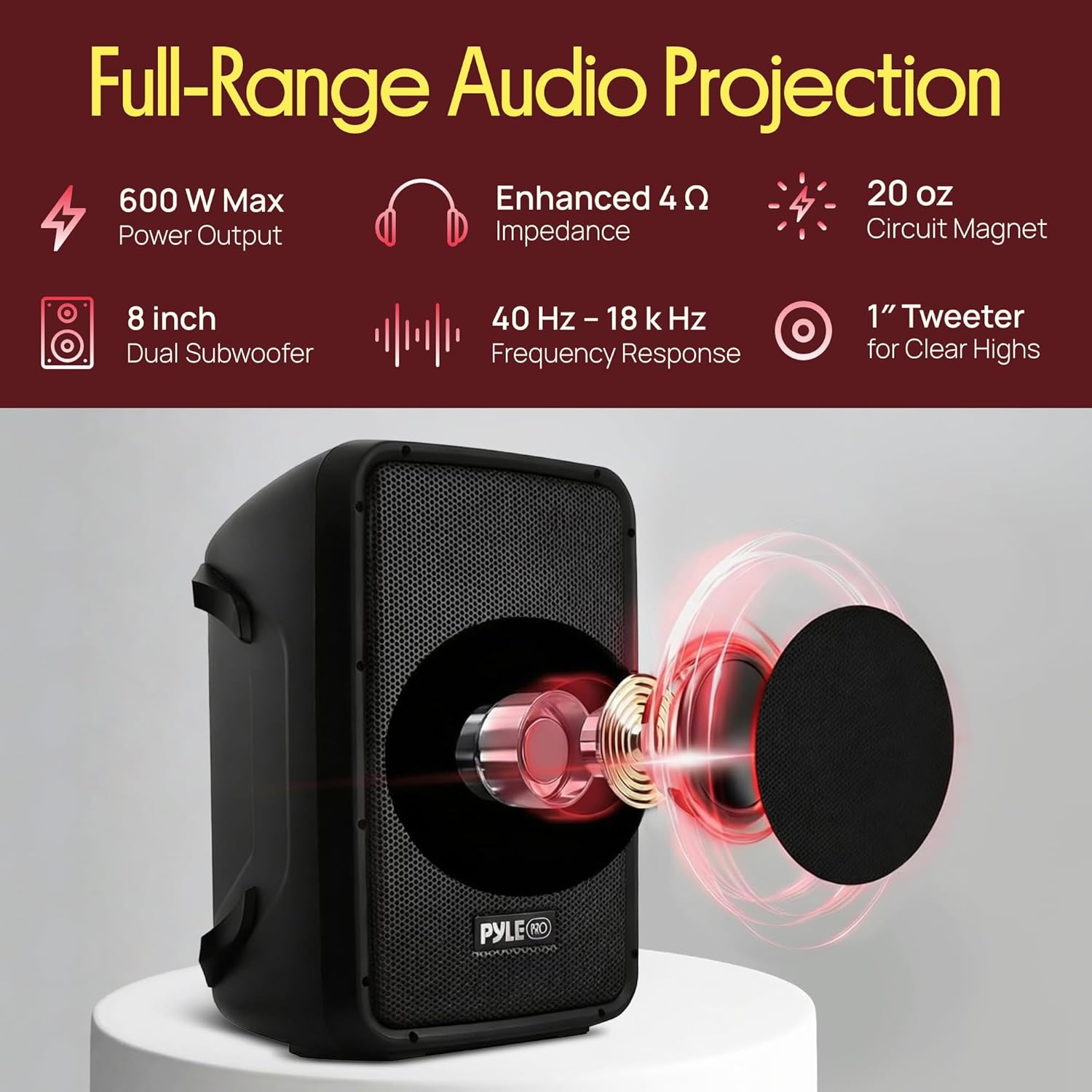 Pyle PA Speaker DJ Mixer Bundle - 300 W Portable Wireless Bluetooth Sound System w/ USB SD XLR 1/4