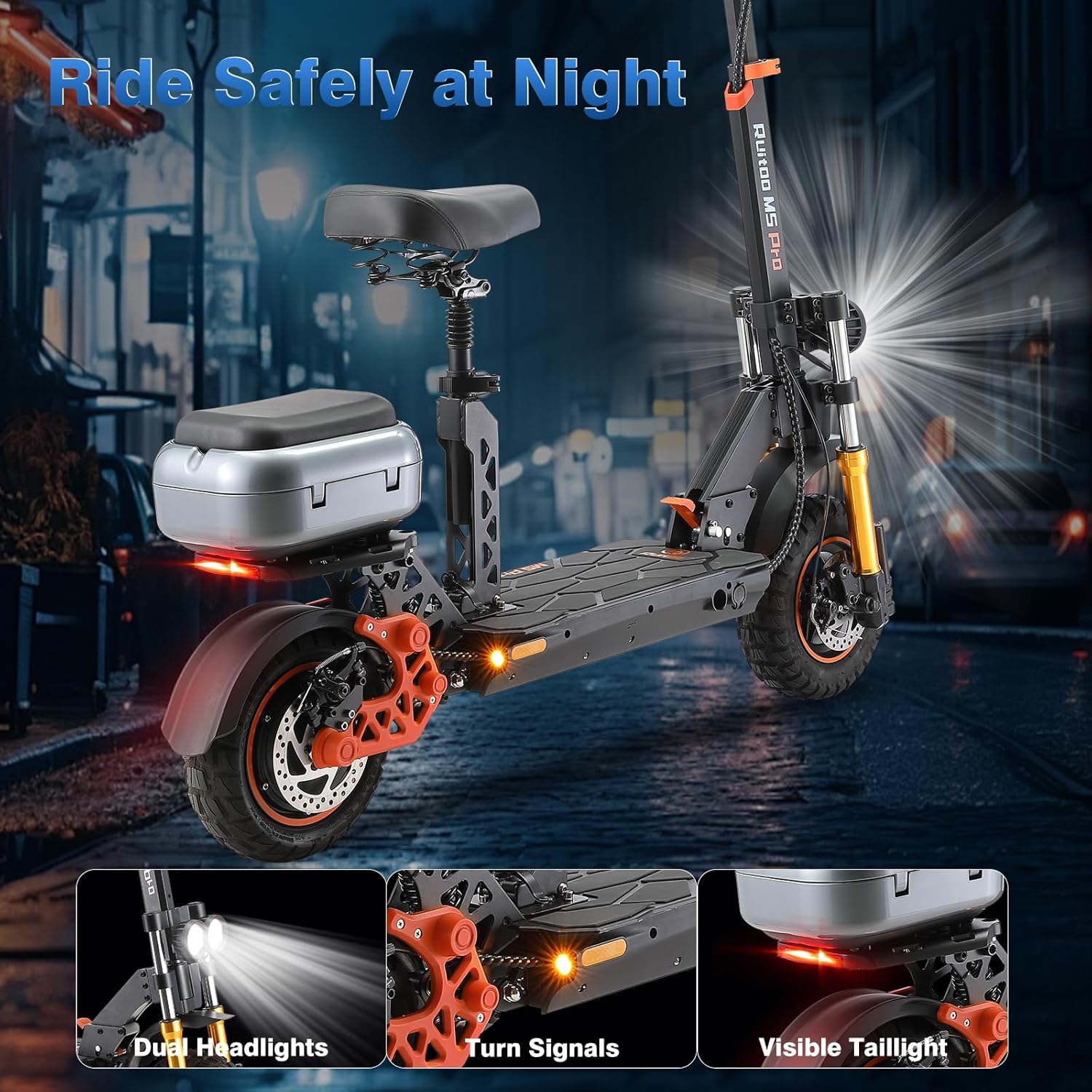 Off Road Electric Scooter for Adults – 5000W/1600W Fast E Scooter, 35/50Miles Long Range, 35/45MPH Max Speed, Heavy Duty 400 LB Capacity,Foldable Kick Scooter with Full Suspension for Commuter Outdoor
