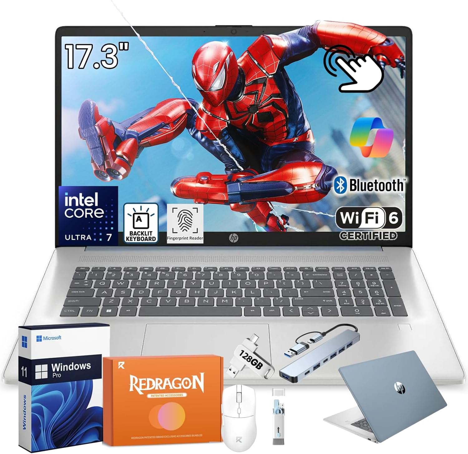 HP 17 Inch Touchscreen Laptop, Intel Ultra 7 255U, 17.3