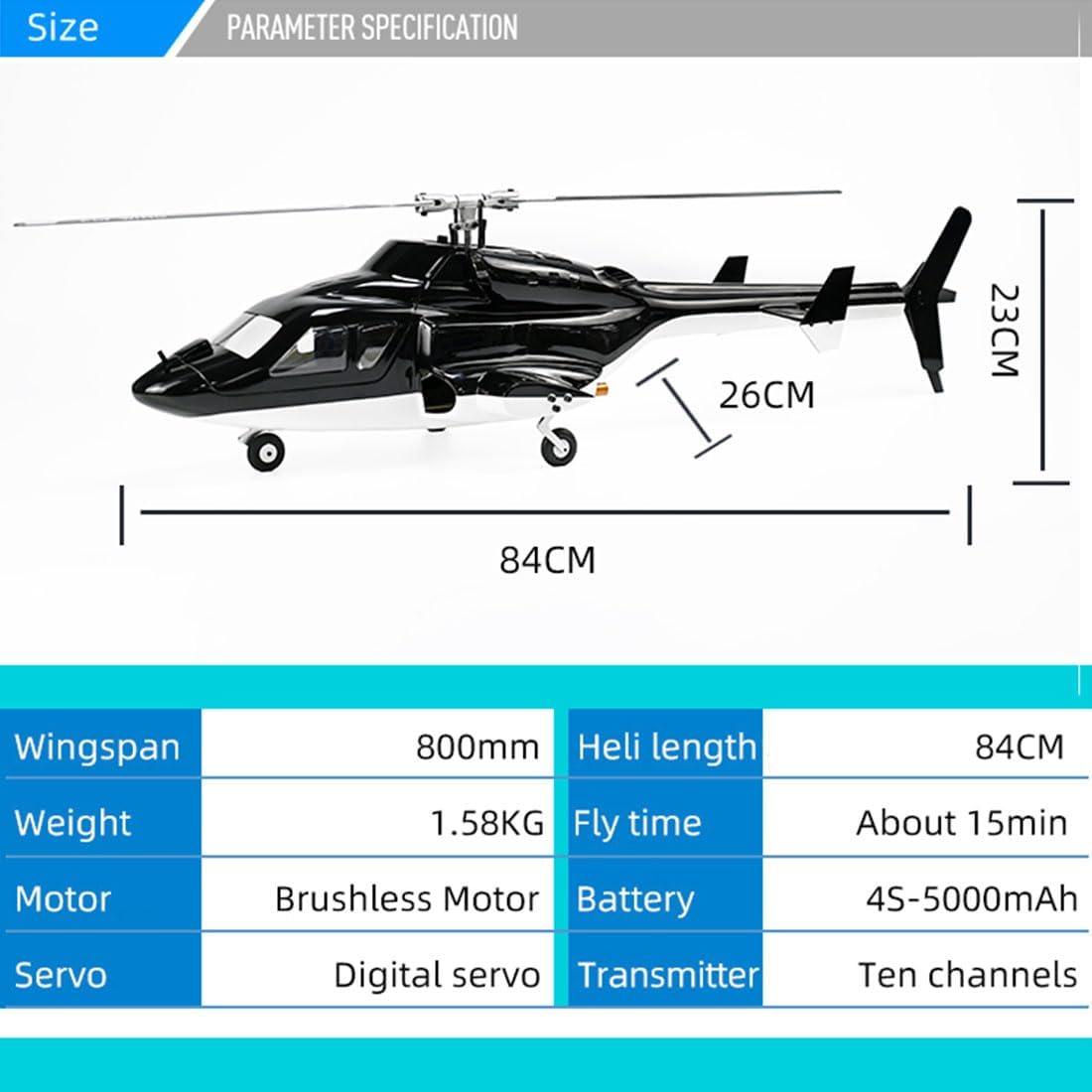 RC Helicopter for Adults, FLYWING FW450L Air-Wolf 450-Class 2.4G 6CH Military Helicopter, with GPS Positioning, Dual Brushless ESC, RTF VersionAircraft for Beginners