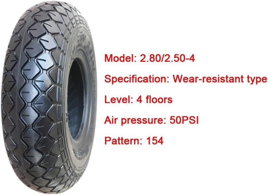 Tires 2.80/2.50-4 Anti-Skid Inner and Outer Tires 4-Layer Dome Wear-Resistant Tires Suitable for 3/4 Wheel Scooter Tire