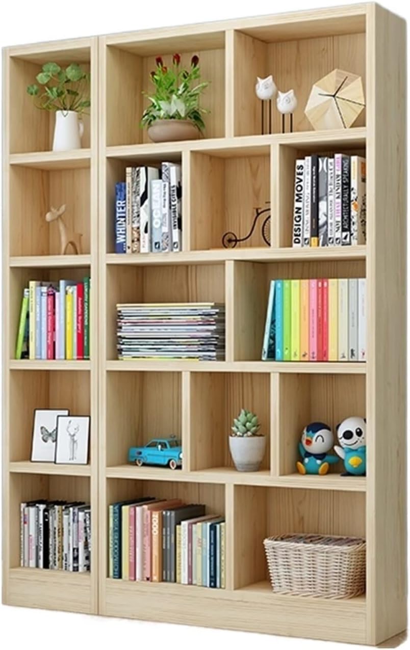 KIRANDY All Solid Wood Bookshelf, Pine Floor Shelf, Children's Bookcase Locker Corner Storage Cabinet (Color : 180x140x24cm (AD))