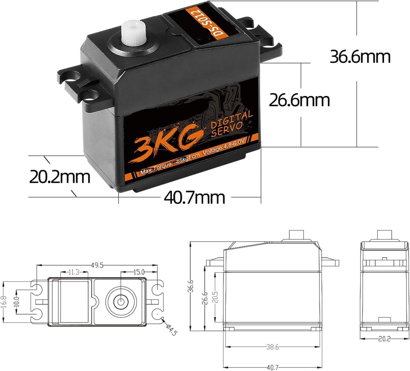 1/5/10/20pcs 3KG Digital servo Waterproof Suitable for Mn99s TRX4 Scx10 FY-01 FY-02 FY-03 1/12 1/10(20pcs)