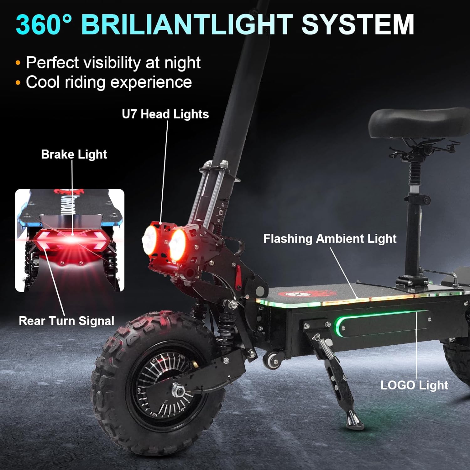 Electric Scooter for Adults, 1200/1600/5000/5600W Dual Motor Fast E Scooter, Up to 35-50 MPH Top Speed & 35-52 Miles Long Range, Dual Brake, Off-Road Tires, Foldable Scooter(UL Certificated)