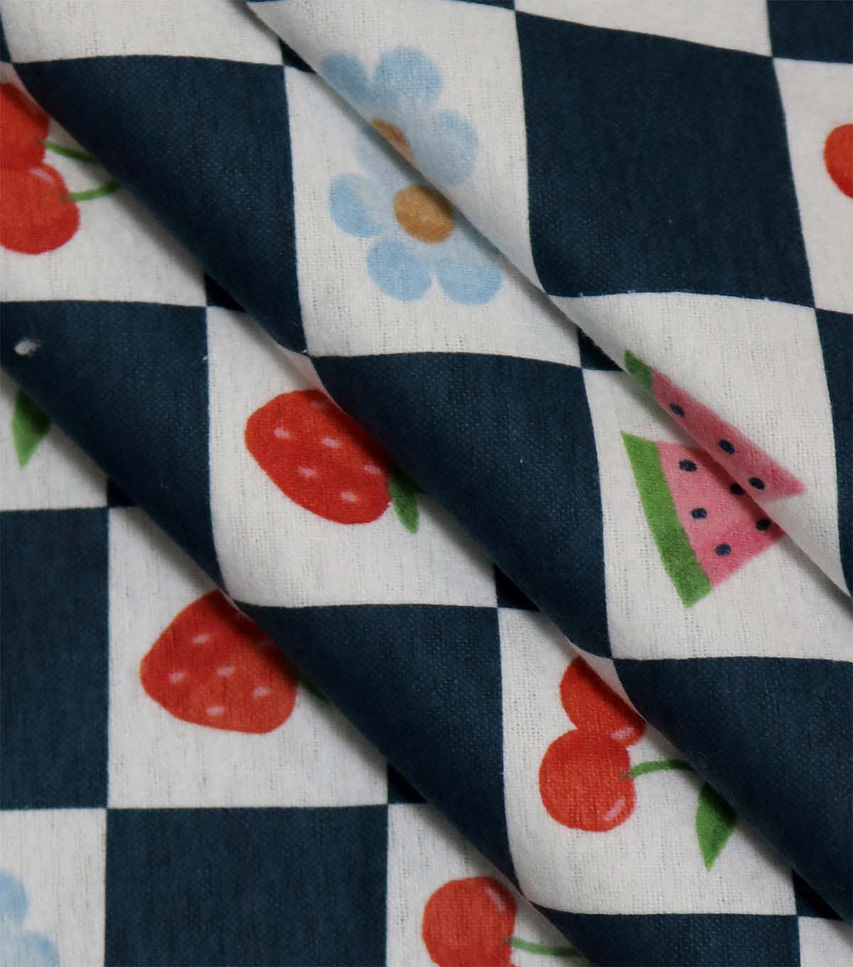 Navy Checkered Super Snuggle Flannel Fabric