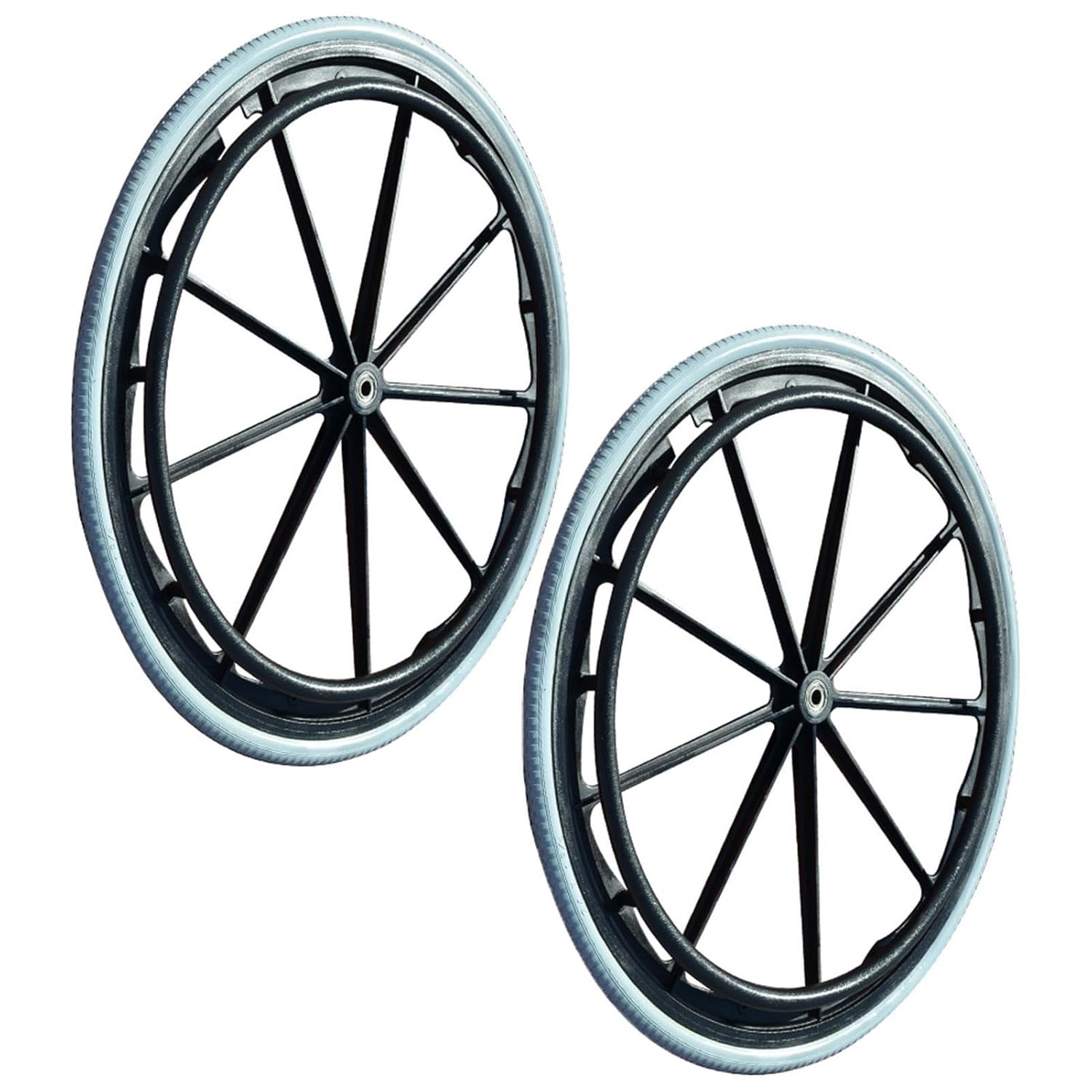 Wheelchair Wheel Replacement Accessories Solid Tire Walker Universal Casters 24” Manual Wheelchair Rear Rollator Parts (Grey 60m/24in)