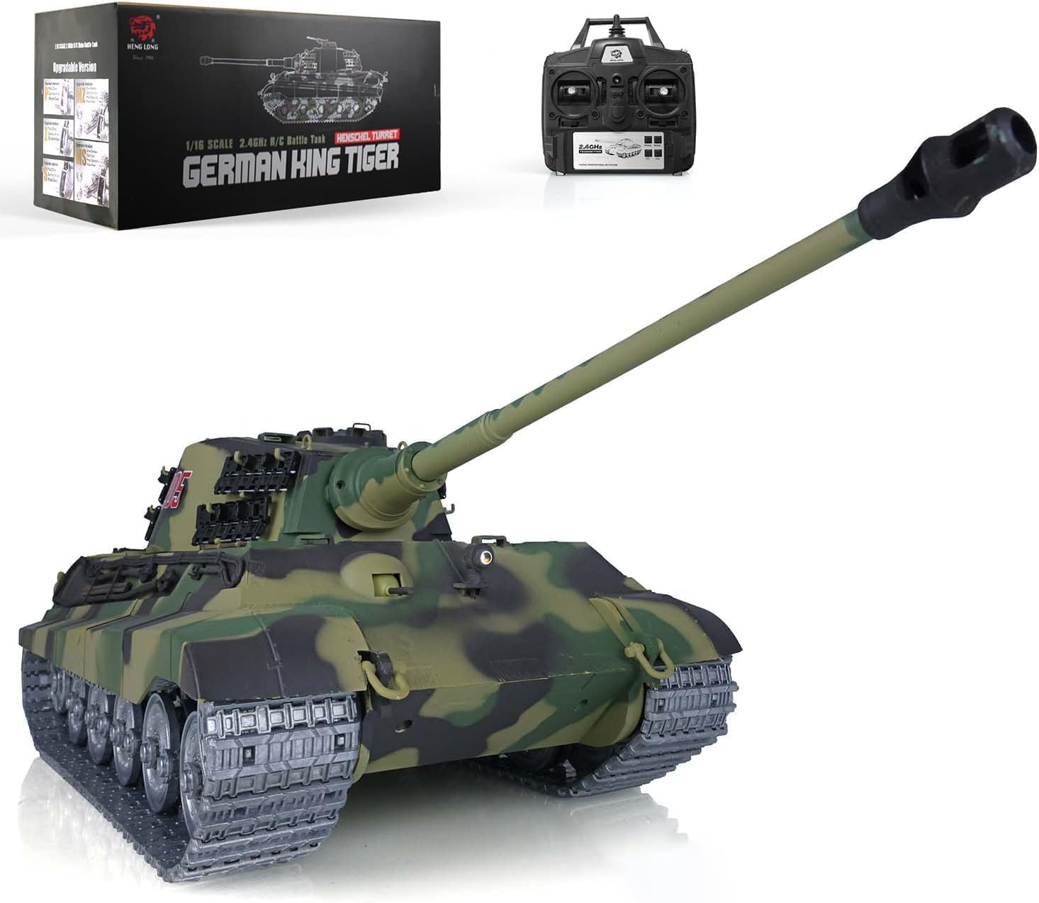 TOUCAN RC HOBBY US in Stock Henglong 1/16 7.0 Customized King Tiger RC Tank 3888A Metal Wheels Barrel Recoil RC Tank That Shoot BB Unit