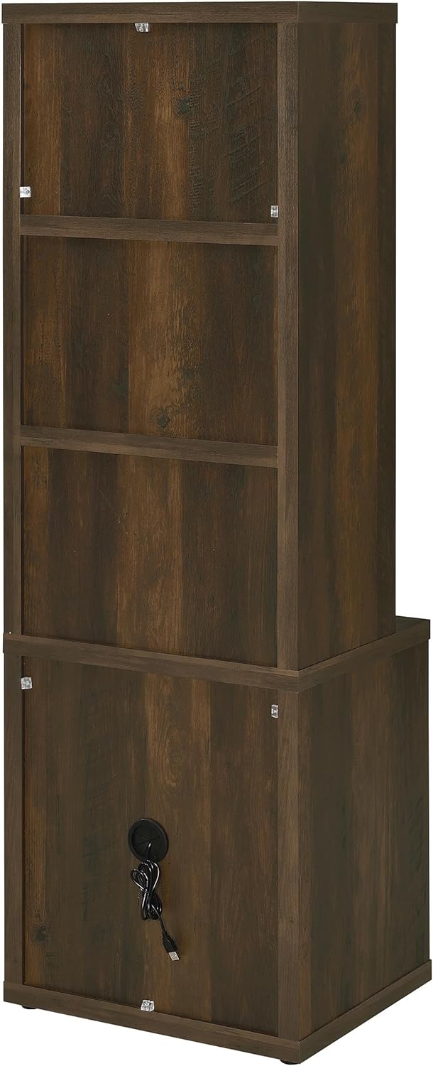Coaster Home Furnishings Westpark 3-Shelf Bookcase USB and Lockable Drawer Dark Pine