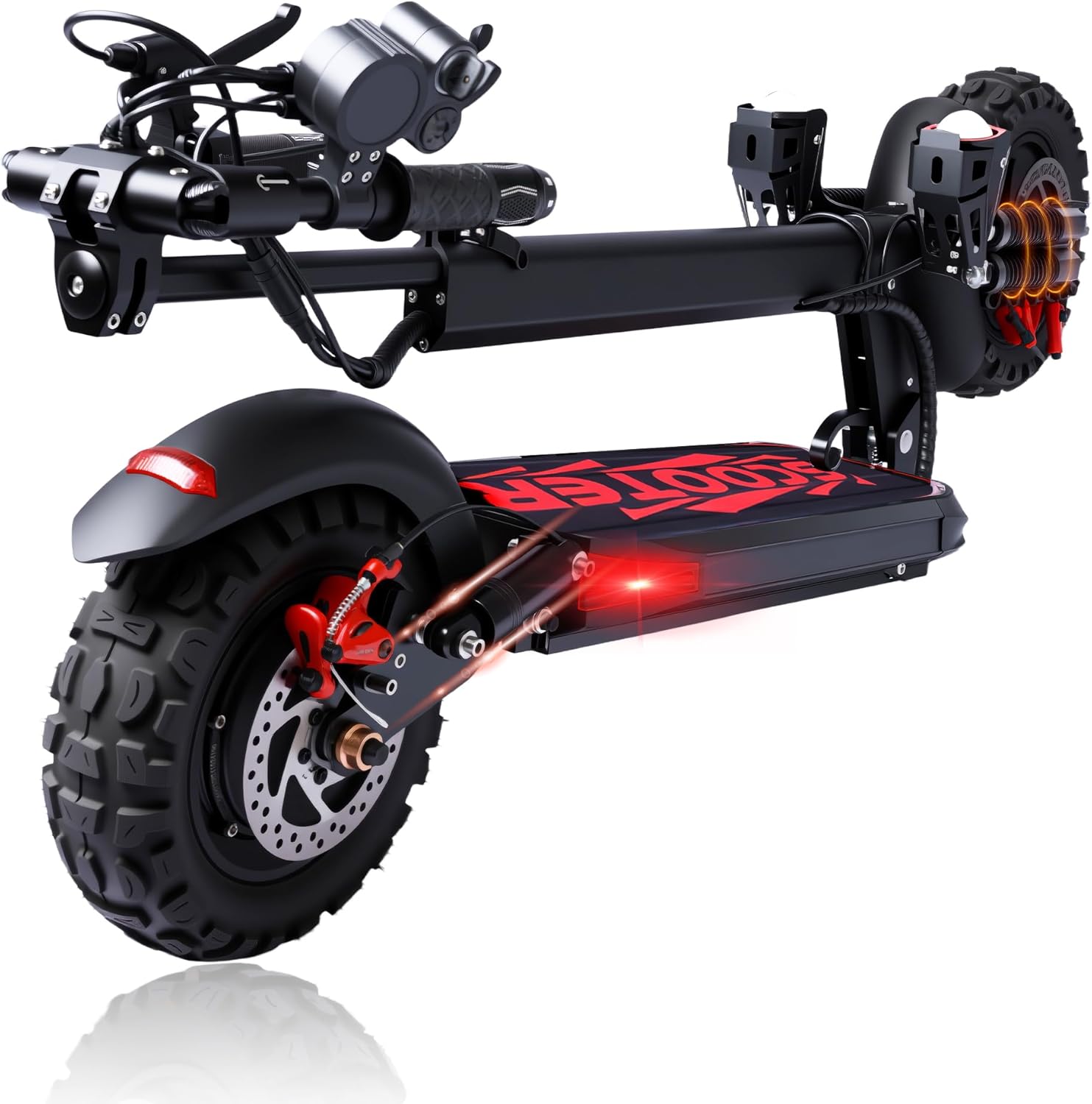 Electric Scooter Adults, 34 MPH w/ 34-Mile Range, 1200W Peak Motor, 48V 18AH Battery, 11