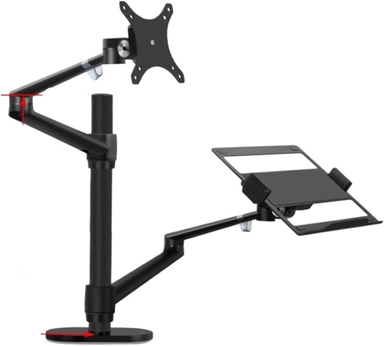 OL-3L Aluminum Height Adjustable Desktop Double Arm 17-32 Inch Monitor Stand + 12-17 Inch Laptop Stand Full Motion Mounting Arm(OLL-3L-B)