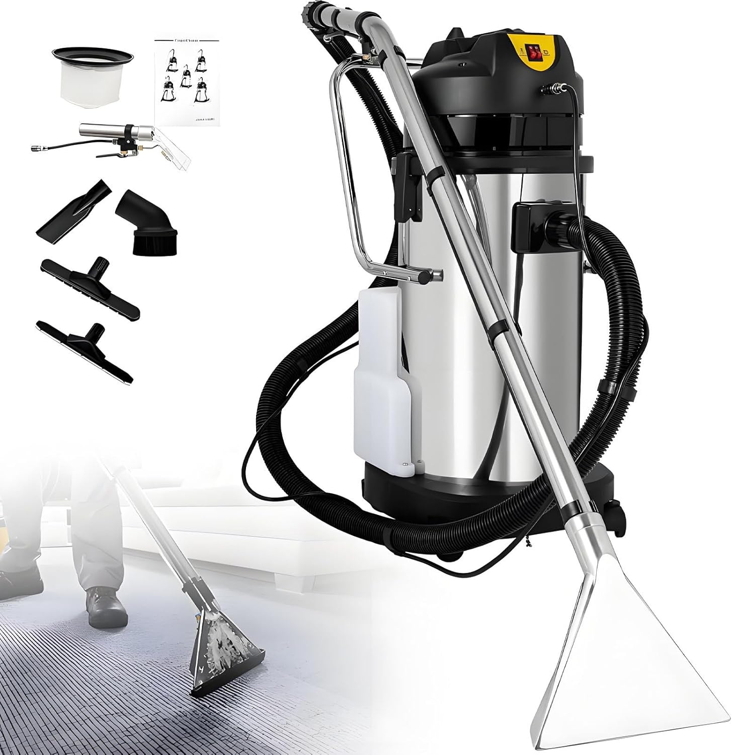 Hiedmeil Commercial Carpet Cleaning Machine Vacuum Cleaner Extractor, Sofas Curtains Carpet Shampooer Machine, Portable Carpet Cleaner, Floor Scrubber Machine 40L/10.56gal (40L)