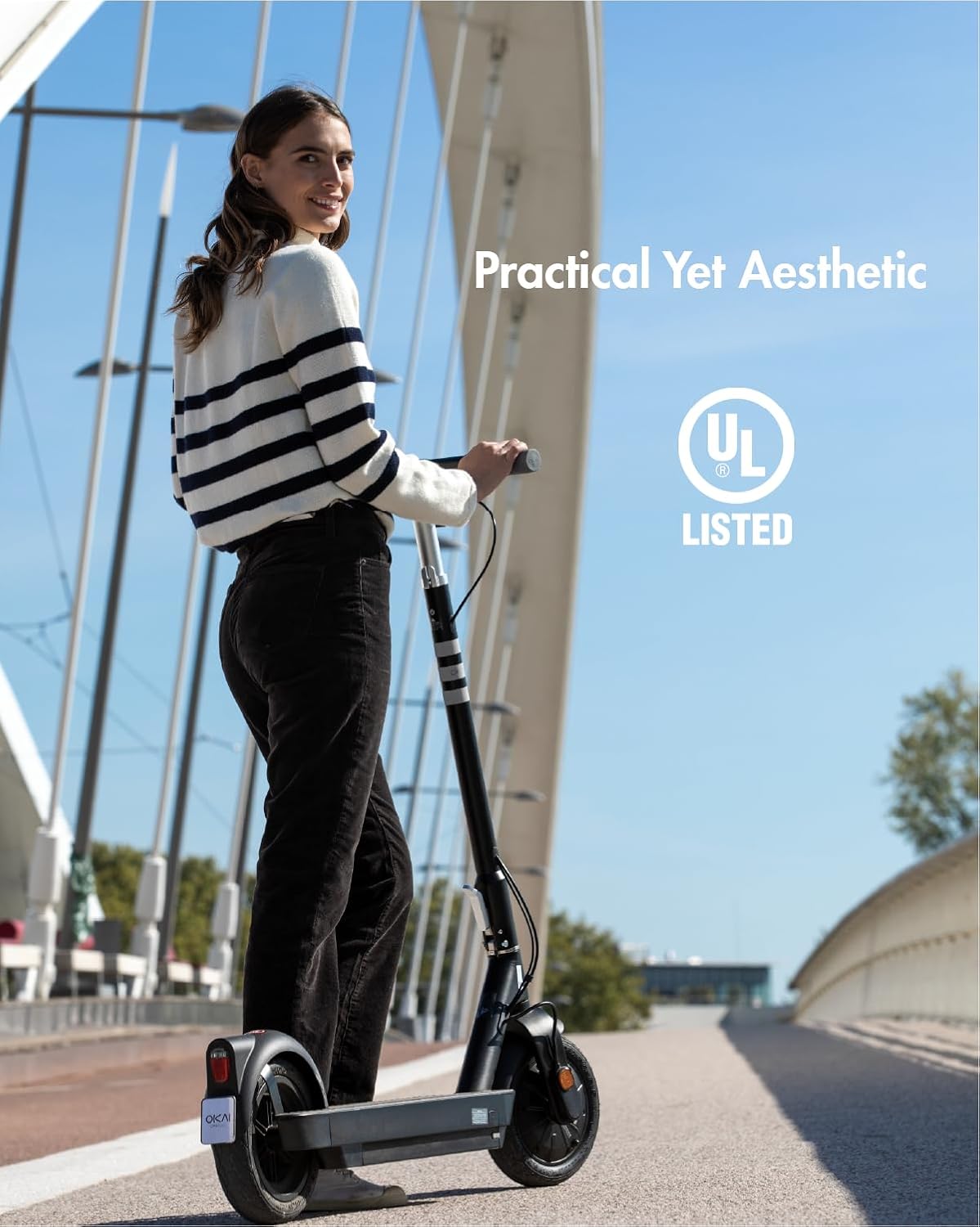 OKAI Neon Series Electric Scooter - ES10/20/30 Models - 18.6-50 Miles Range & 15.5-20 MPH, Dual Brakes - Commuter Electric Scooter for Adults & Teens, UL 2272 Certified