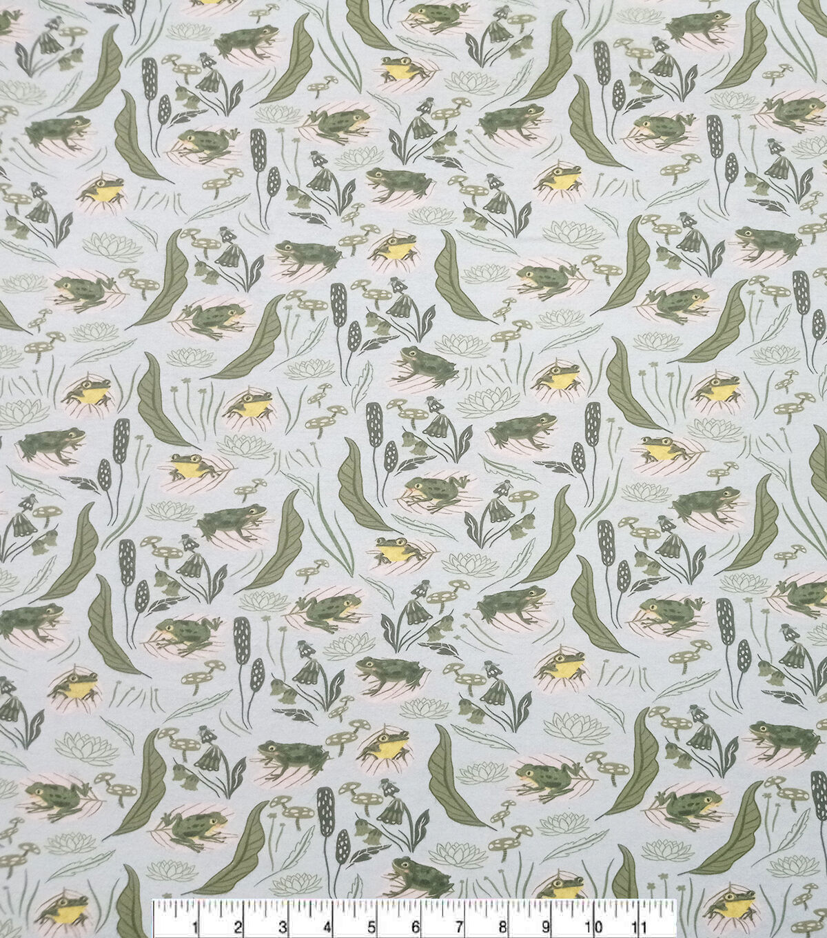 Green Springtime Frogs Super Snuggle Flannel Fabric