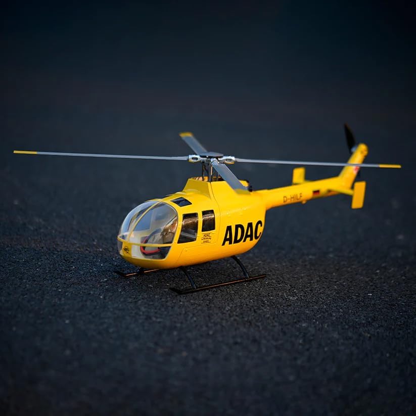 FlyWing BO-105 Scale Four Blade Metal Rotor Head & 10CH Transmitter - Remote Control Helicopter, GPS & 3D Mode Outdoor RC Helicopter RTF for Adult, Beginners (Yellow (BO105-RTF-Y))