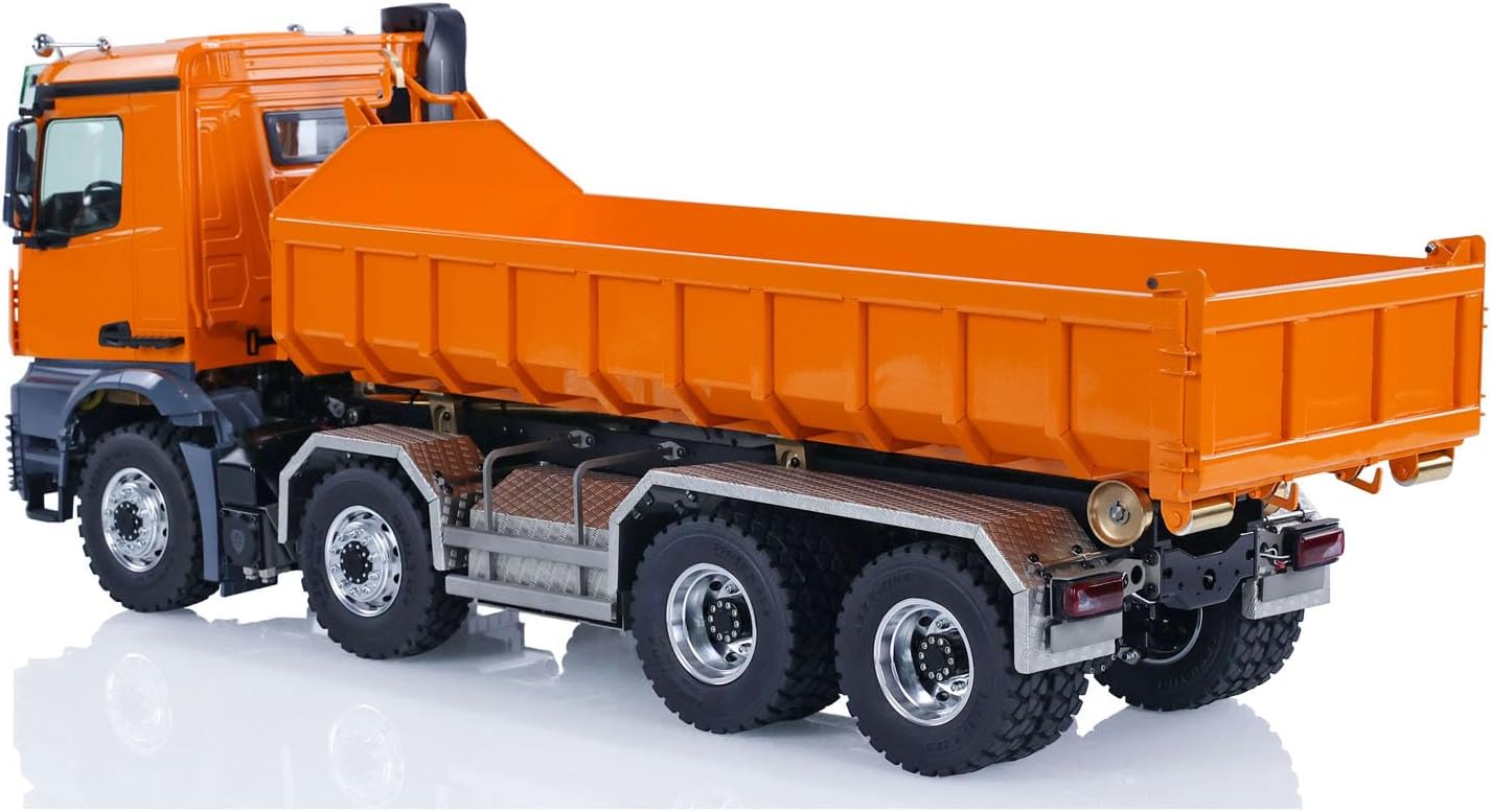 LESU 1/14 8x8 Hydraulic RC Dump Truck 2-Speed Transmission Roll On/Off Metal RTR Tipper Cars Model Shift Steering Servo Lock Differential Light Sound System Hobby Grade Model