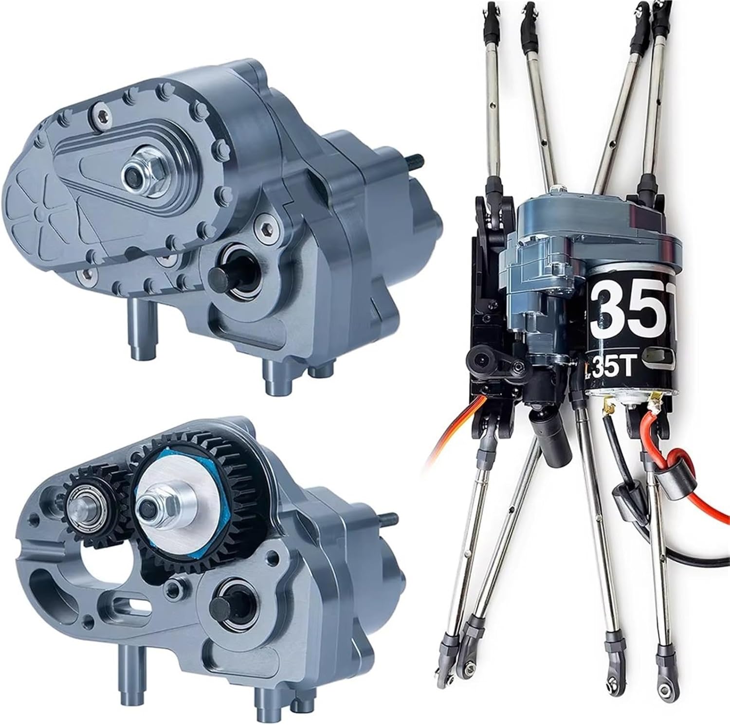 Compatible with Axial for SCX10 II for AXI03004 for Capra 1/10 RC Car Crawler Parts Dig Transmission Box Metal Complete Gearbox Dig Gear RC Car Part Accessories