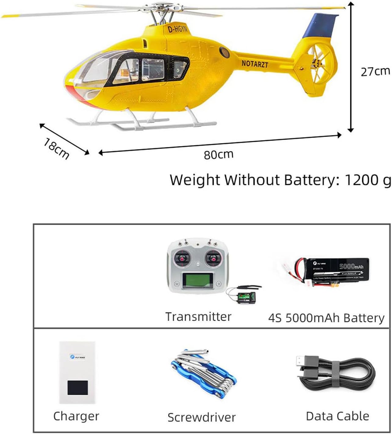 EC 135 6CH Radio Control Helicopter Dual Brushless Motors CNC Metal 4 Blade One Key Return Beidou Positioning RTF Adults Gifts Toy
