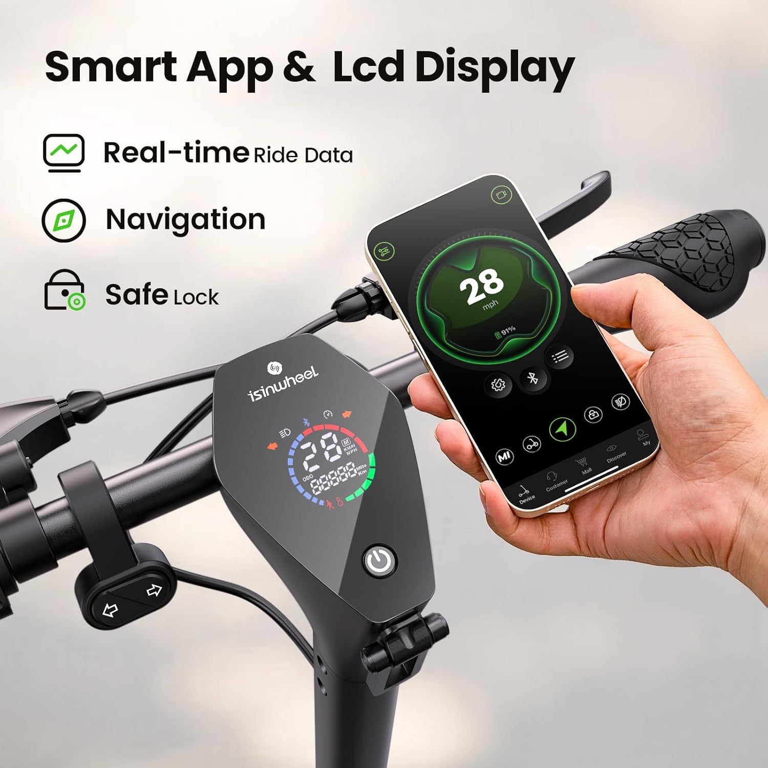 isinwheel Z1 Electric Scooter, 28/22 MPH Top Speed,1000/500W Motor E-Scooter Up to 30/20 Miles, Shock Absorbers & Turn Signal, Foldable Scooter for Adults and Teens