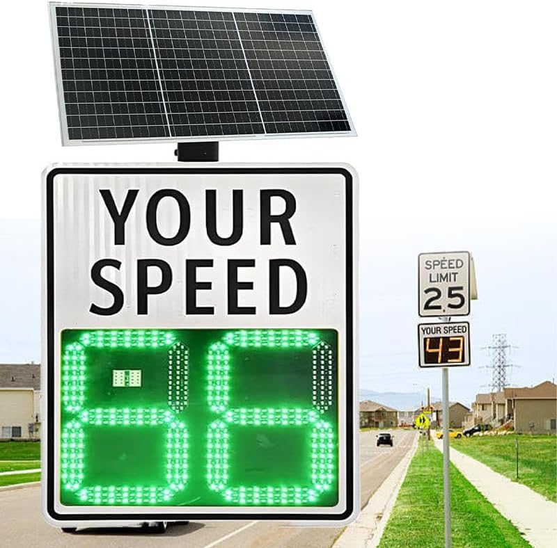 Solar Powered Digital Speed Limit Radar Sign for Traffic Monitoring - Eco-Friendly, Bright Display, Easy Installation, Ideal for Road Safety and Traffic Control.