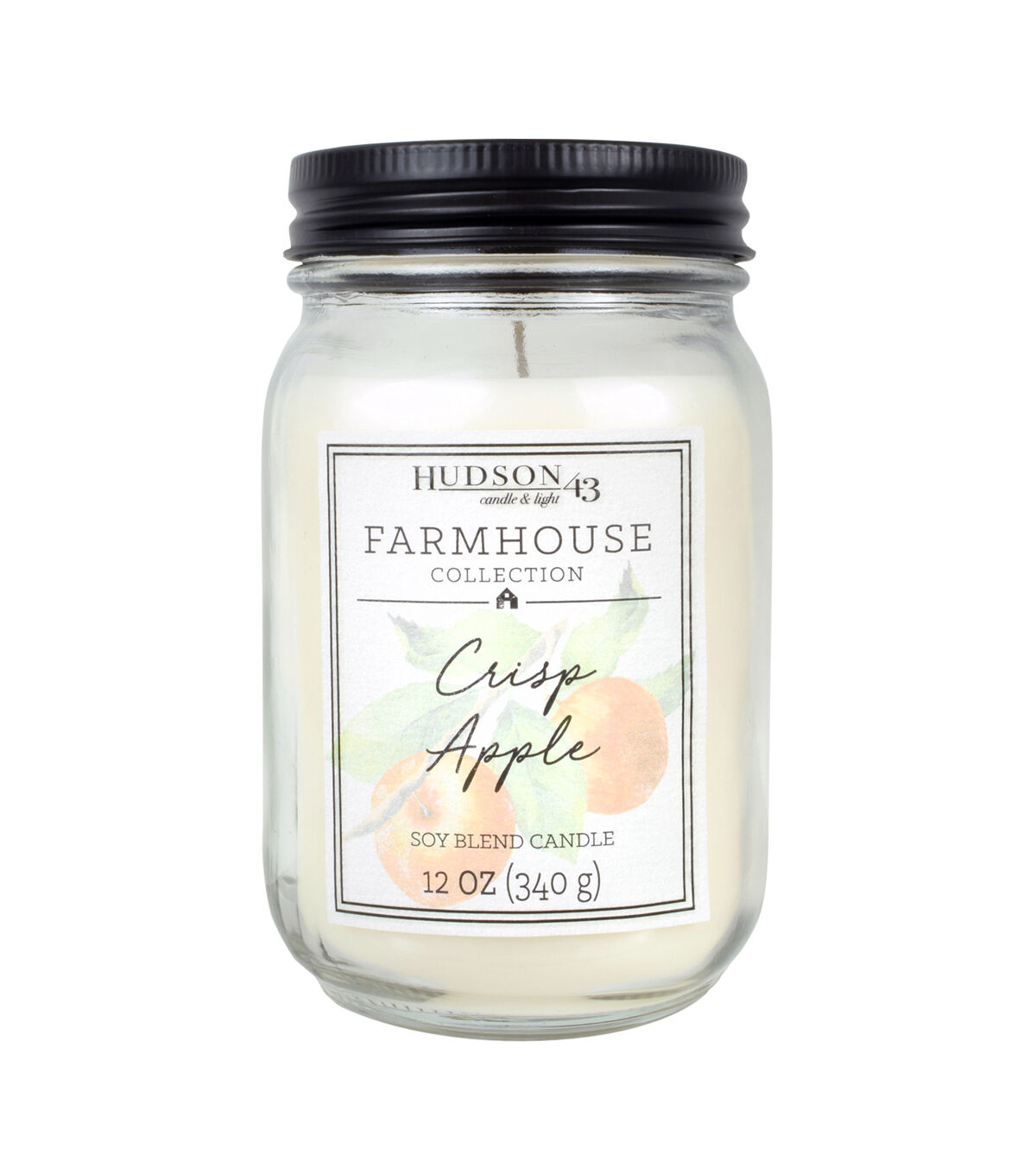 12oz Crisp Apple Scented Mason Jar Candle by Hudson 43