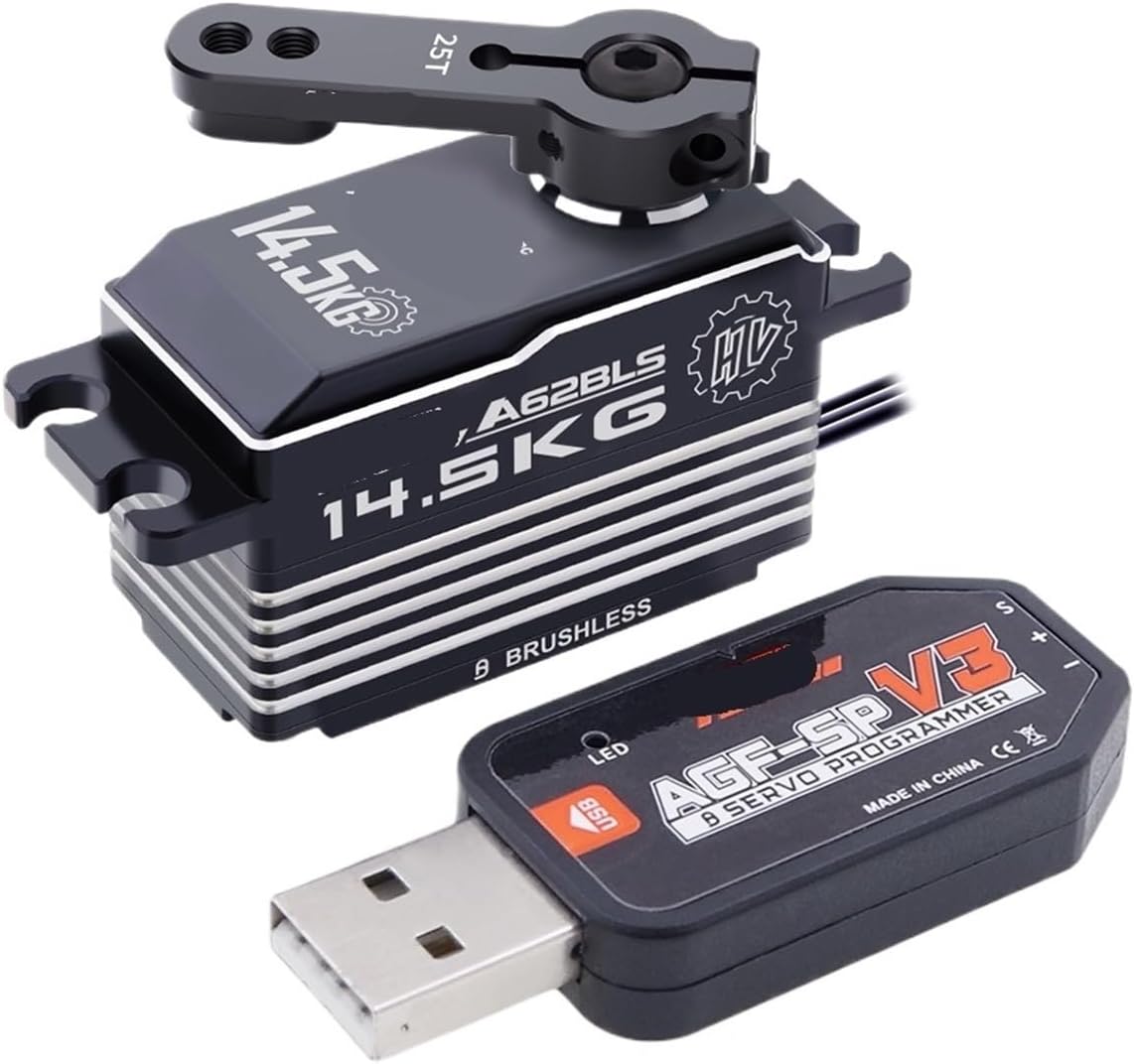 A62BLS 14.5KG Brushless Short Body Servo Digital Metal Housing Gear Motor Suitable for 1/8 1/10(A62BLS 14.4kg Servo)