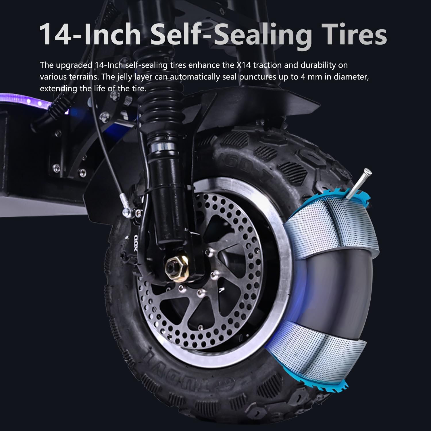 High-Performance Electric Offroad Scooter - 62 MPH Fastest Dual Motor, 10000W, 80-Mile Range, 14