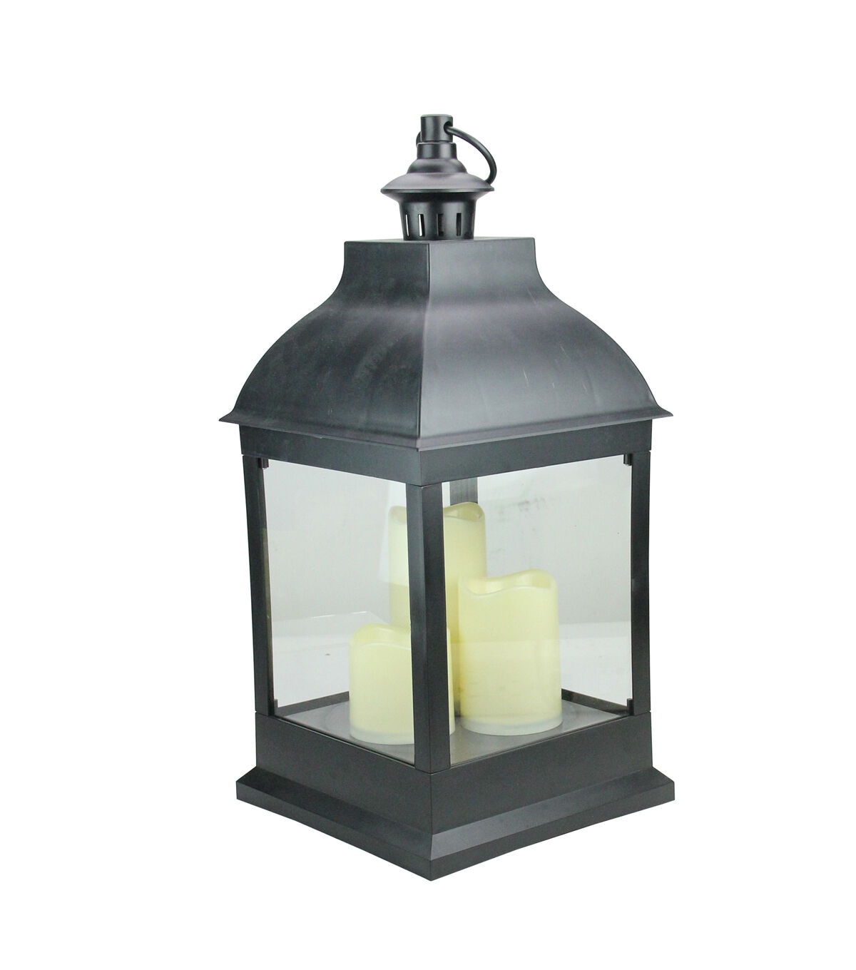 Northlight 20 Large Black Candle Lantern with 3 Flameless LED Candles