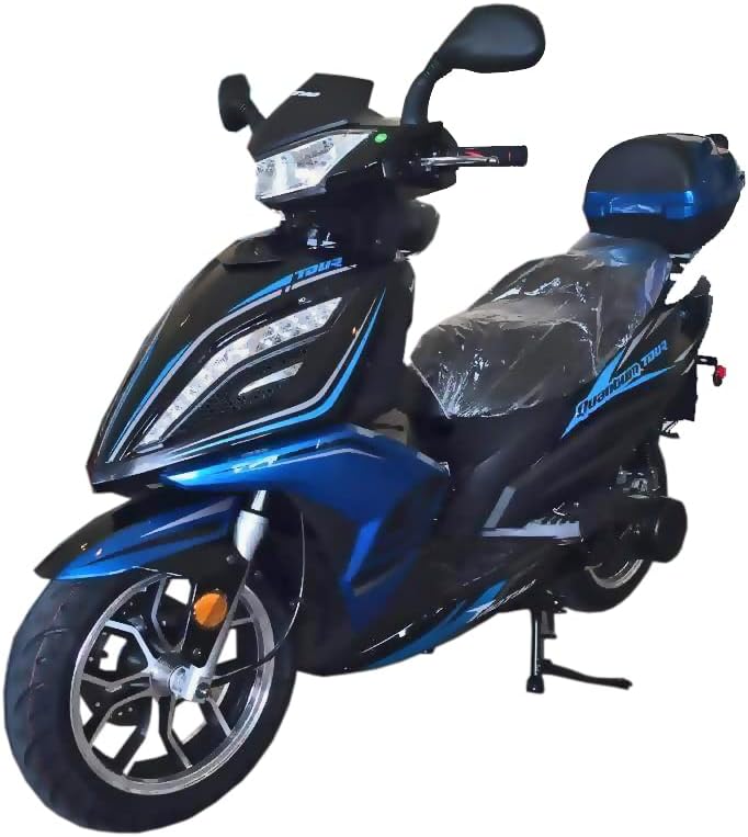 HHH Quantum150 Titan150cc Scooter Fully Automatic Street Scooter Gas Tao Motors 150cc Moped with 13 inch Tires Gy6 Engine and CVT 150cc Bike for Adult (Blue)