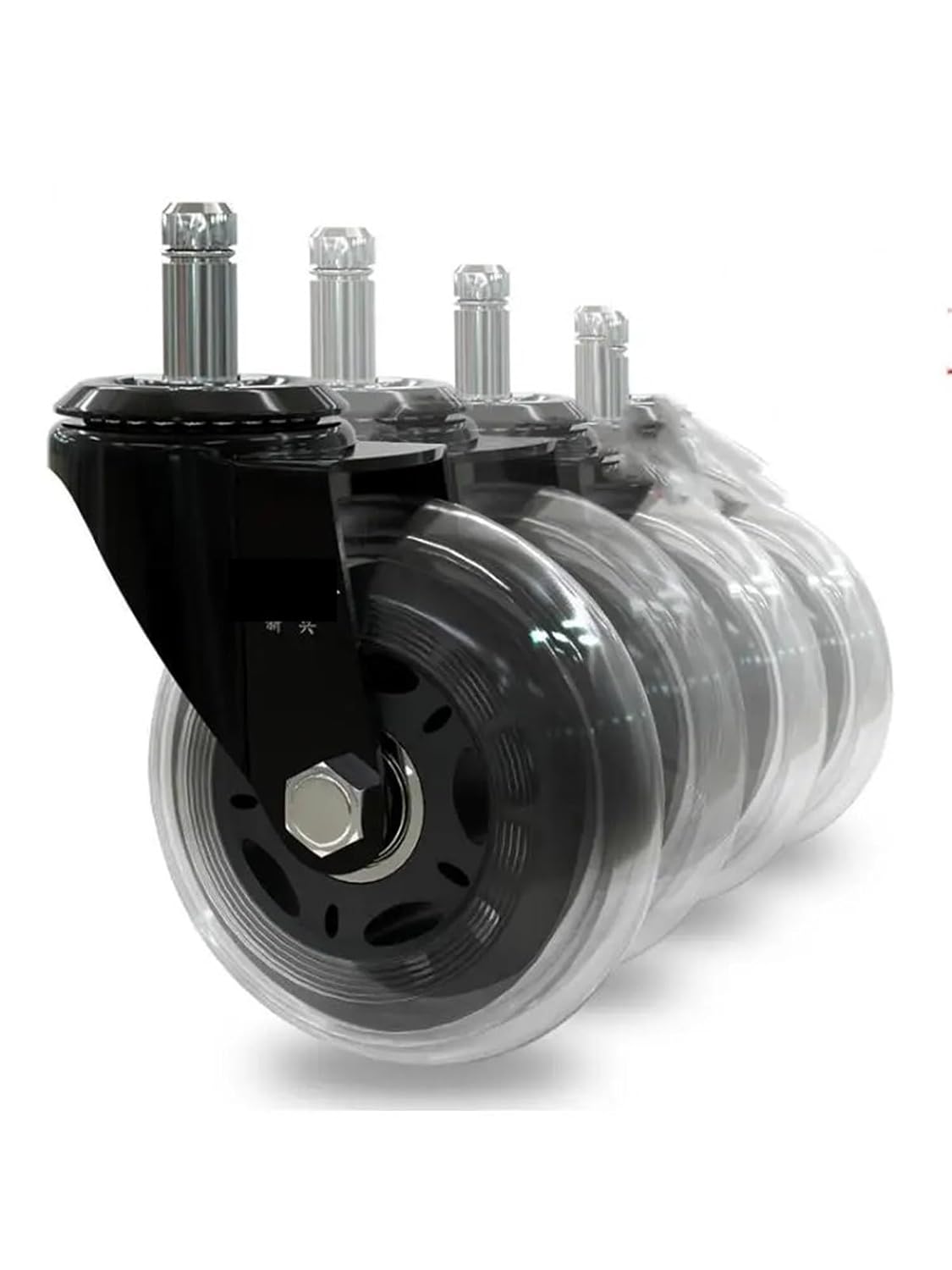 5Pcs 3-inch Clip Screw Pu Universal Wheel Dry Ice Office Chair Computer Scooter Polyurethane Load 200KG Furniture Toolbox(Screw M8 Black)