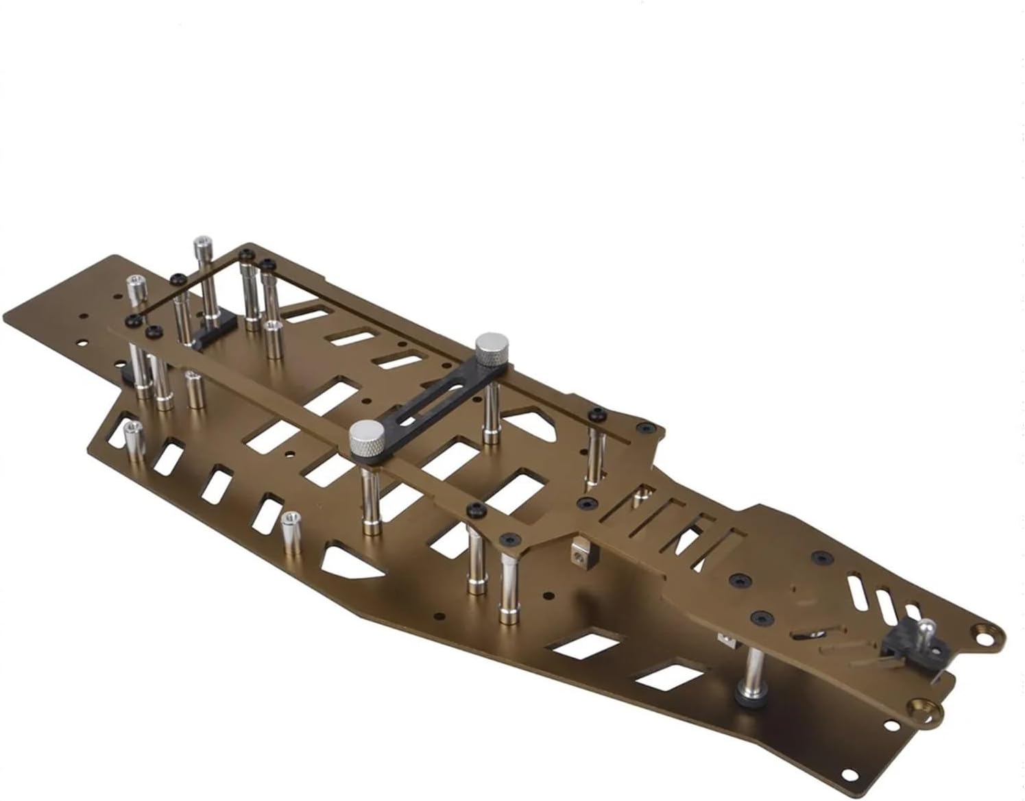 Rc Frame Chassis Parts For Traxxas 2WD For Rustler For VXL For Bandit Aluminum Alloy Lower Upper Chassis Frame Kit Rc Car Accessories Upgrade Parts Repair(Brown)