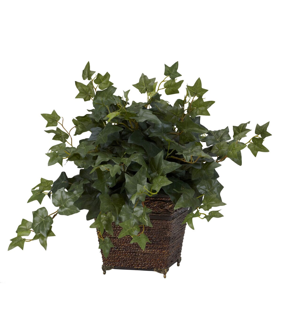 Nearly Natural 17 Puff Ivy With Coiled Rope Planter Silk Plant