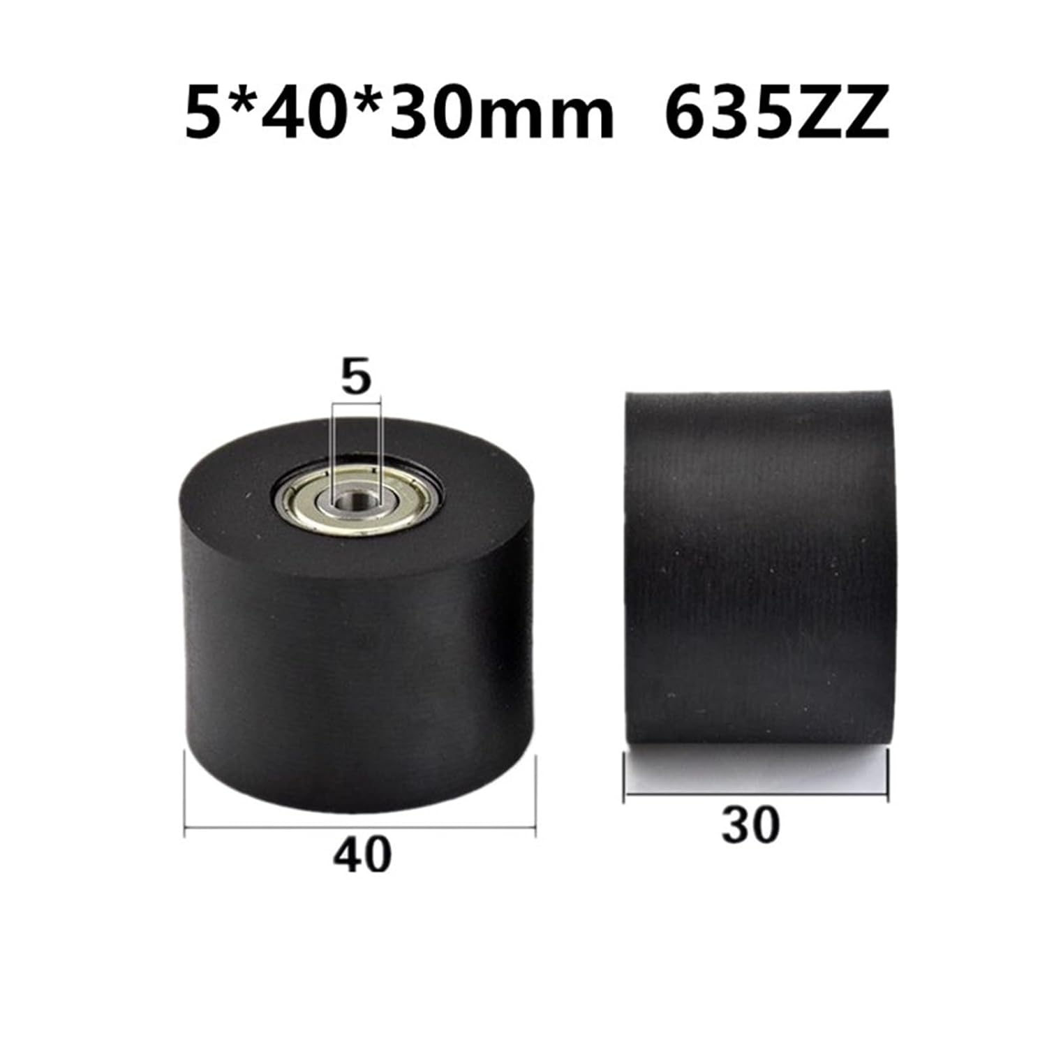 5pcs/20pcs Plastic Coated Bearing 5 * 40 * 30mm 635ZZ PU Soft Rubber Roller Guide Wheel Flat Pulley 5x40x30(20pcs)