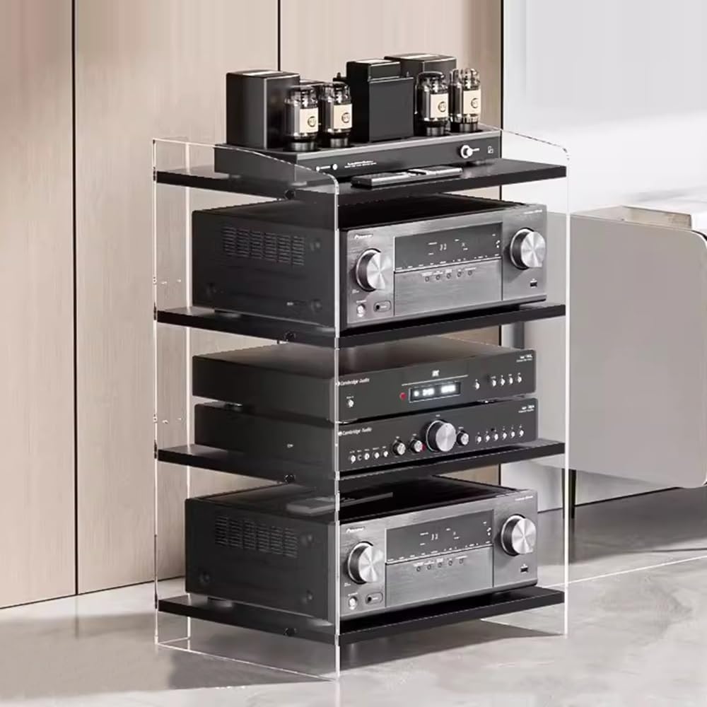 Modern 3/4-Tier Adjustable Media Cabinet: Versatile AV Stand for Record Players