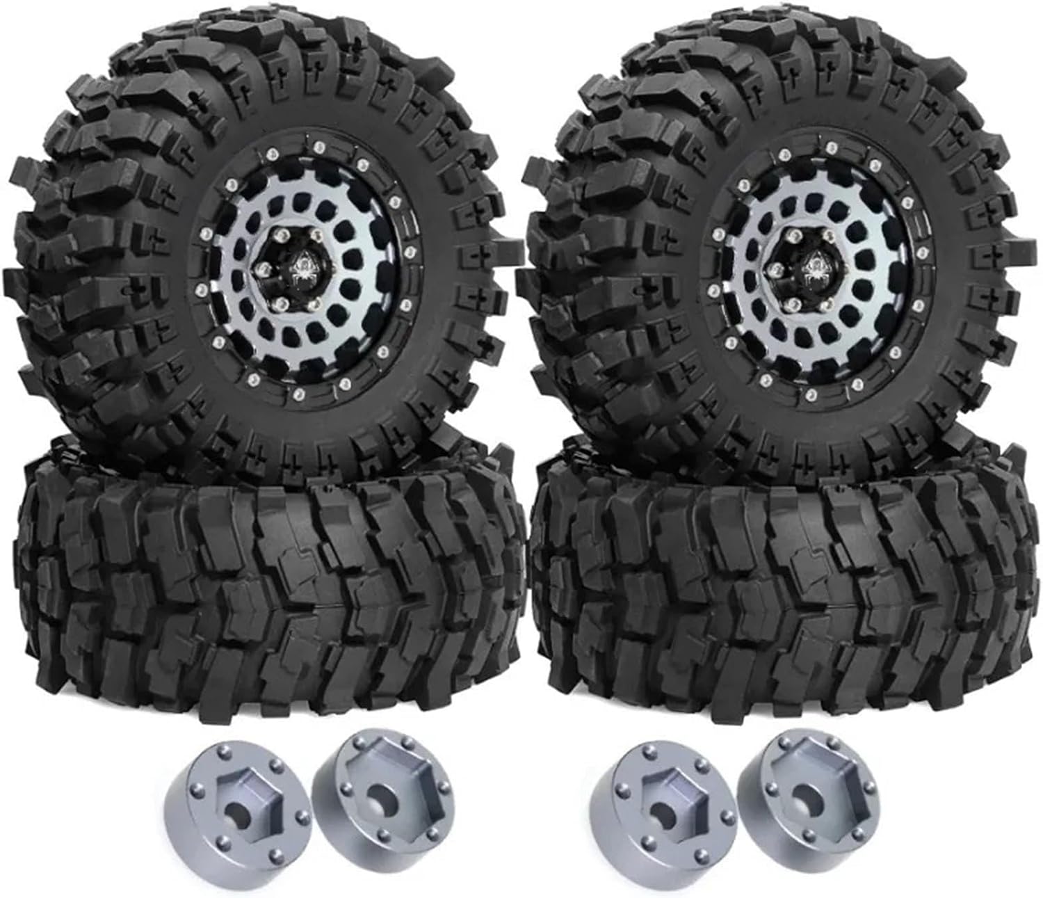 RC Repairs Models For Axial RR10 90048 90018 90053 For Wraith 1/10 2.6'' Beadlock Wheels And RC Crawler Tires Dual Level Inserts(Dark Grey)