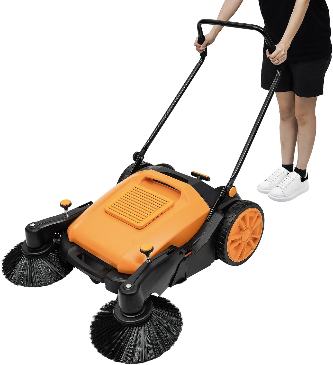 Deroanke Push Sweeper, 14.53 Gallon Outdoor Hand Push Sweeper, 41.34
