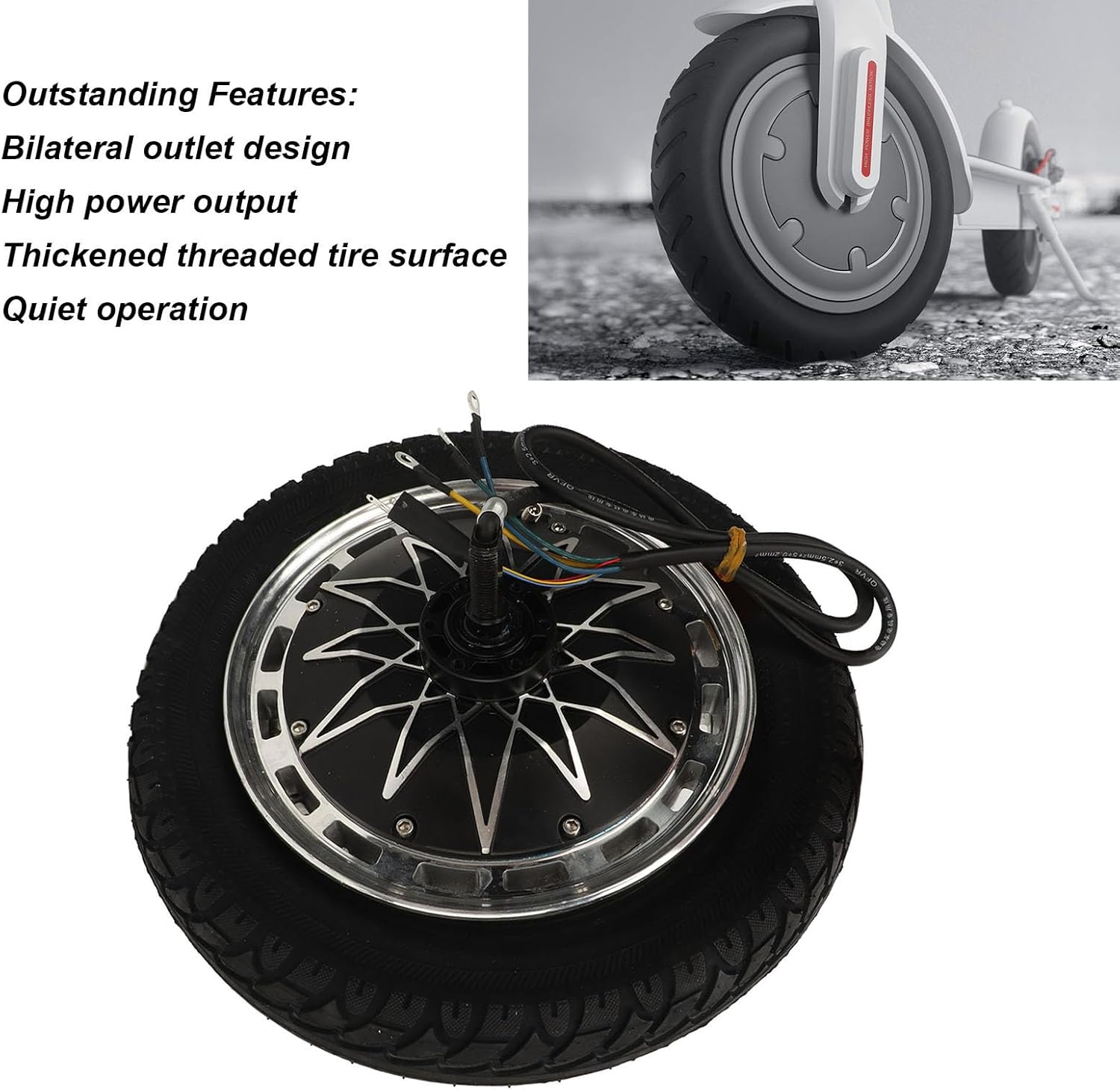 12 inch Electric Scooter Hub Motor Wheel, 48V 72V 1000W 5000W Brushless DC Vacuum Tire Hub Motor for Electric Motorcycle Scooter