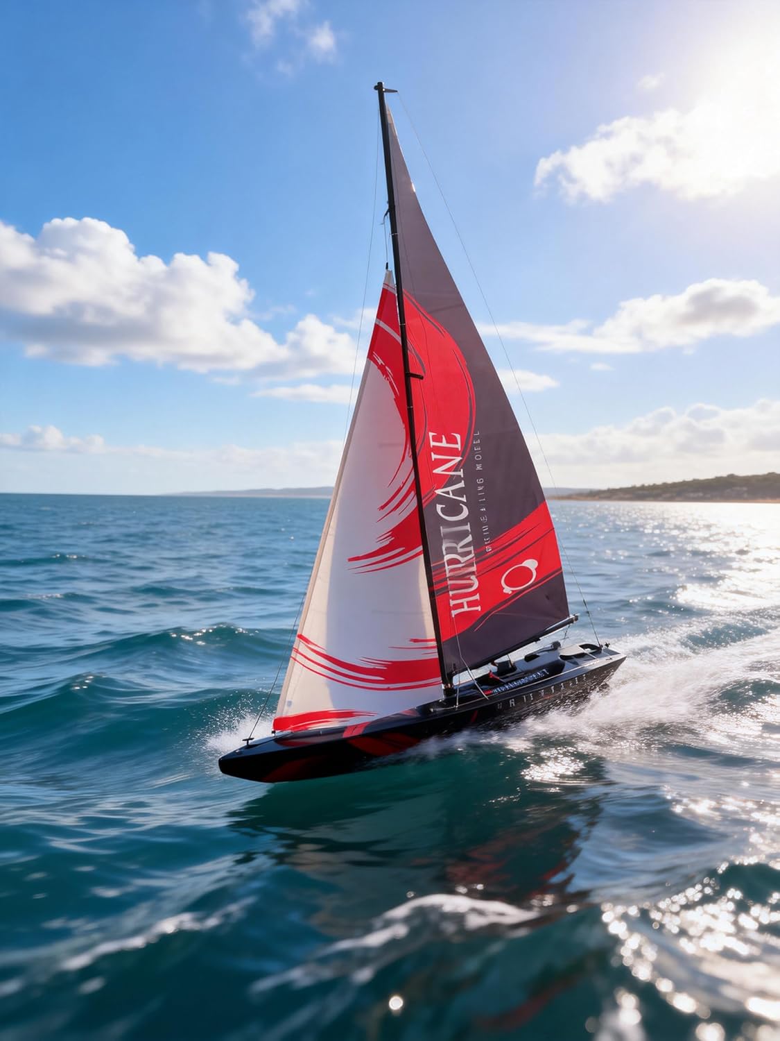 84” Inch Remote Control Boat RC Pre-Assemble Sailboat Accessories Kits 2.4G Electric Boat Sail Watercraft for Adults Boys (L)