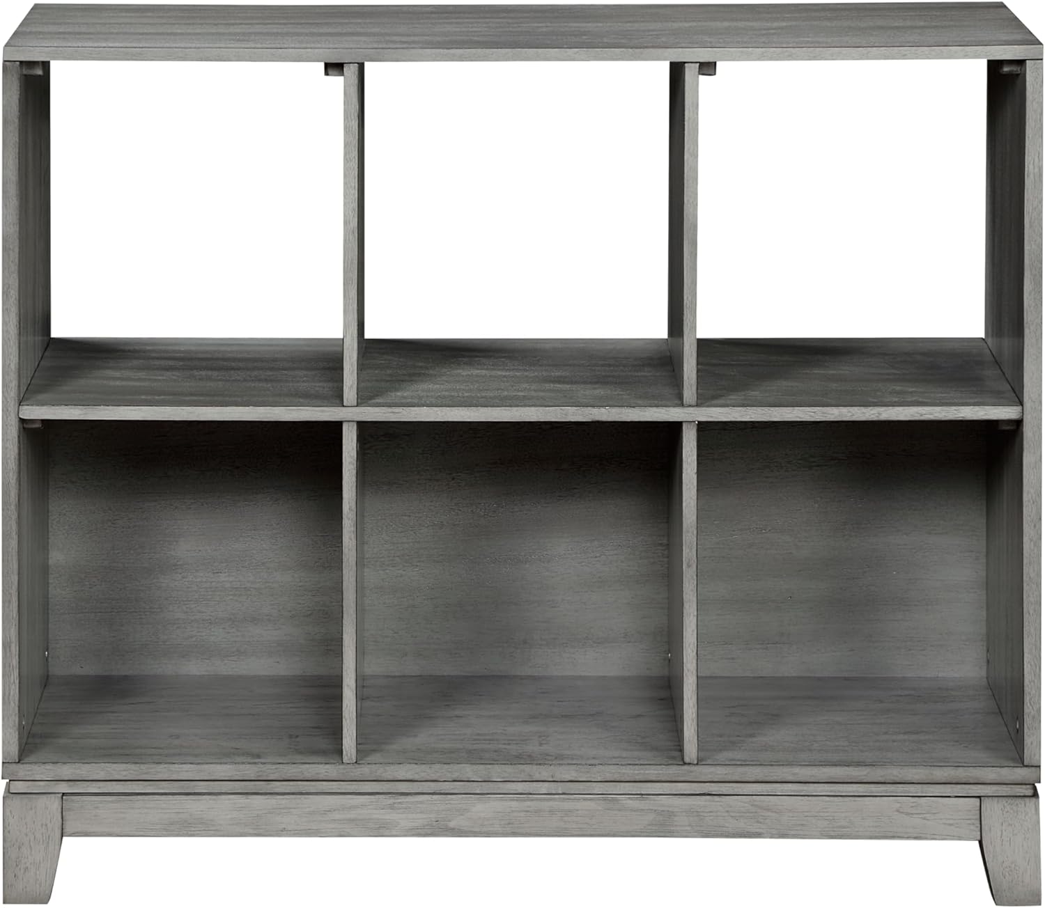 Jenvor Gray Finish 6-Shelf Bookcase Wooden Bookcase with 3 Open Cubes and 3 Closed Cube Storage, Engineered Wood, Compact 40 x 15 x 34 Inch Shelf for Bedroom Living Room Home Office