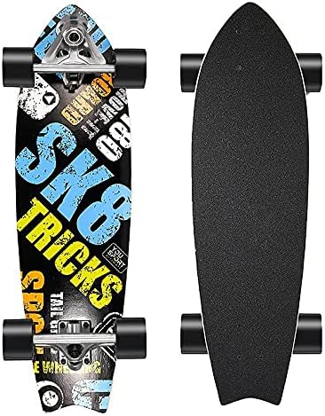 Four Wheel Skateboard Double Kick Maple Deck concave Cruiser Skateboard Complete Skateboard Suitable for Adults Teenagers and Children