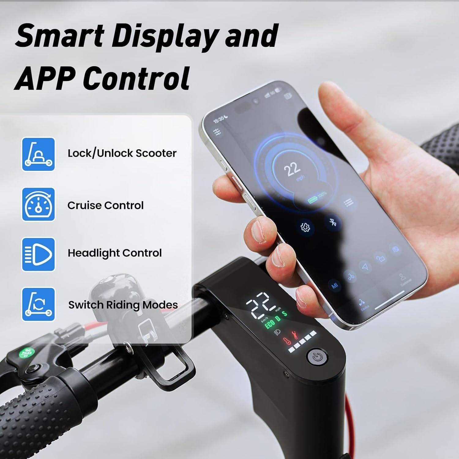 Electric Scooter, 23/21Miles Range, 22/18MPH Top Speed, 500/350W Powerful Motor, Foldable Commuter Scooter for Adults with Cruise Control, Double Braking Systems, APP Control