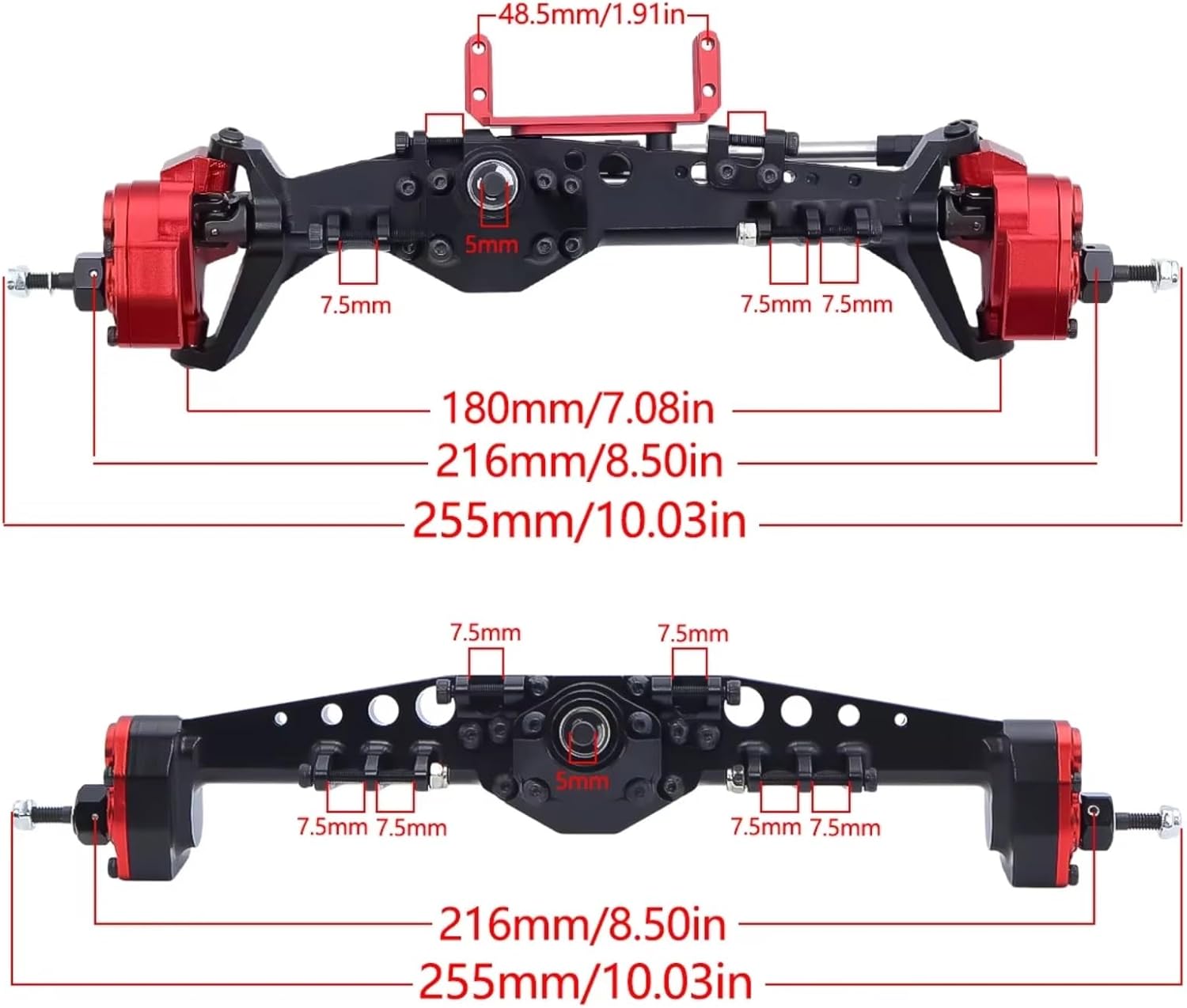 RC Axle Models for Axial for Capra 1.9 for UTB AXI03004 for LCG F9 1/10 Offset Front Rear Portal Axle with Servo Mounts Chassis Upgrade RC Crawler(Silver,1set)