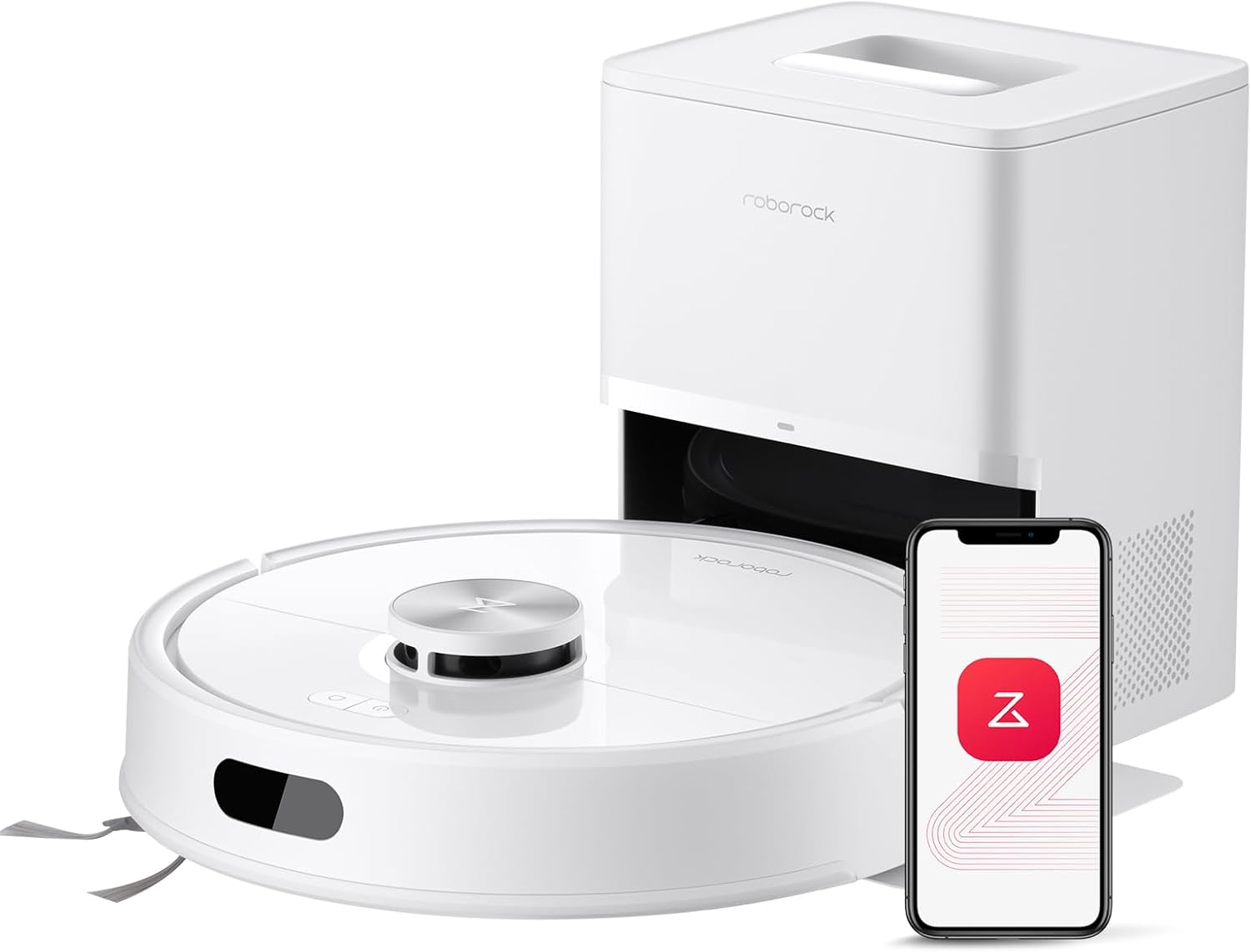 roborock Q7 M5+ Robot Vacuum and Mop, Upgraded from Q5 Max+, Up to 7-9 Weeks Self-Empty, 10000Pa Suction, Dual Anti-Tangle System for Pet Hair & Carpet, PreciSense LiDAR Navigation, App Control, White