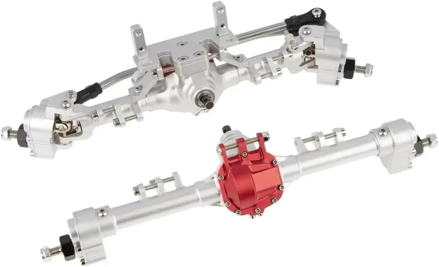 RC Car Parts for Axial 1/10 for SCX10 II 90046 90047 for CC01 RC Crawler Car Parts Replacement Upgrade Front and Rear Portal Axle Car Accessories(Silver)